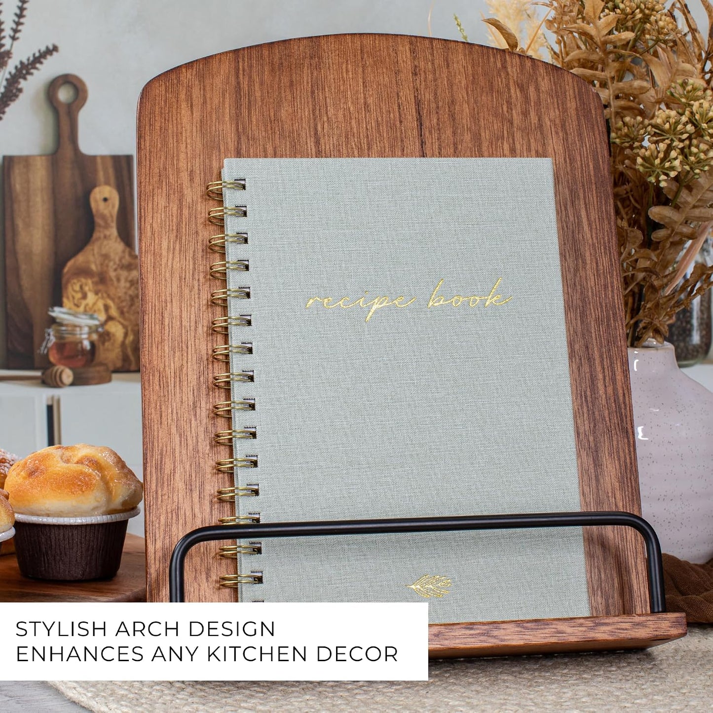 Beautiful Cookbook Stand for Your Kitchen Counter - Solid Wood, Fits iPad | Easily Keeps Cook or Recipe Books Open for