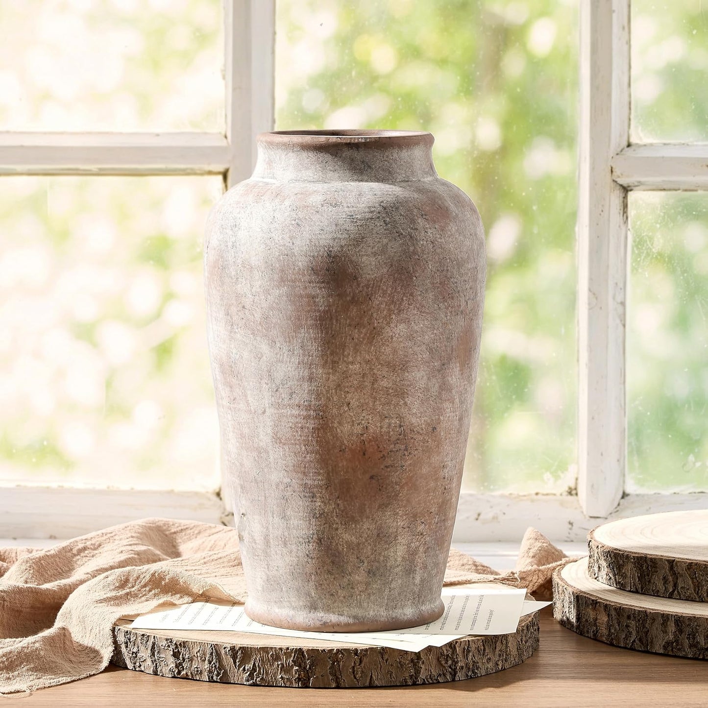 Ceramic Rustic Vase / 11"h - Rustic
