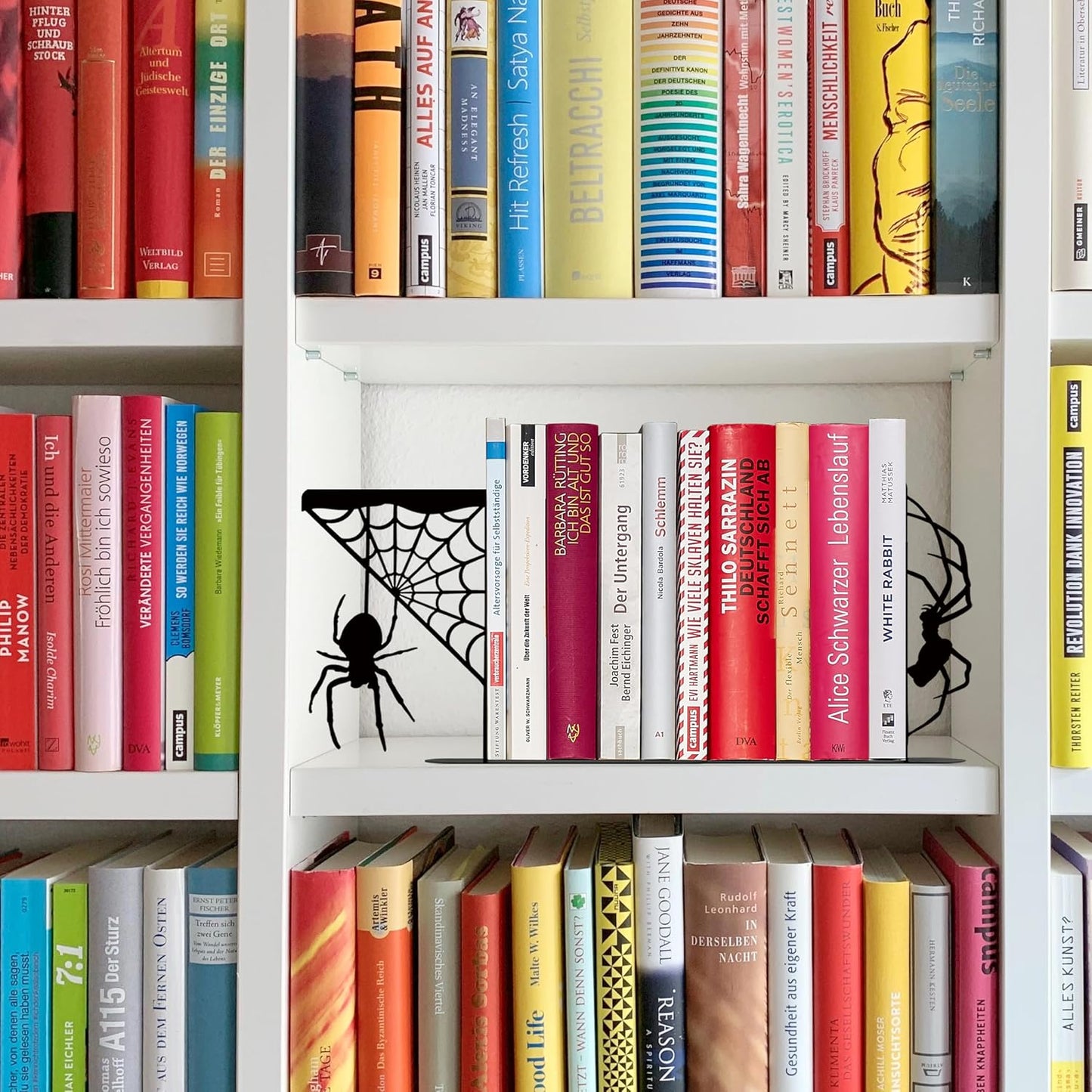 Metal Spider and Spider Web Bookend