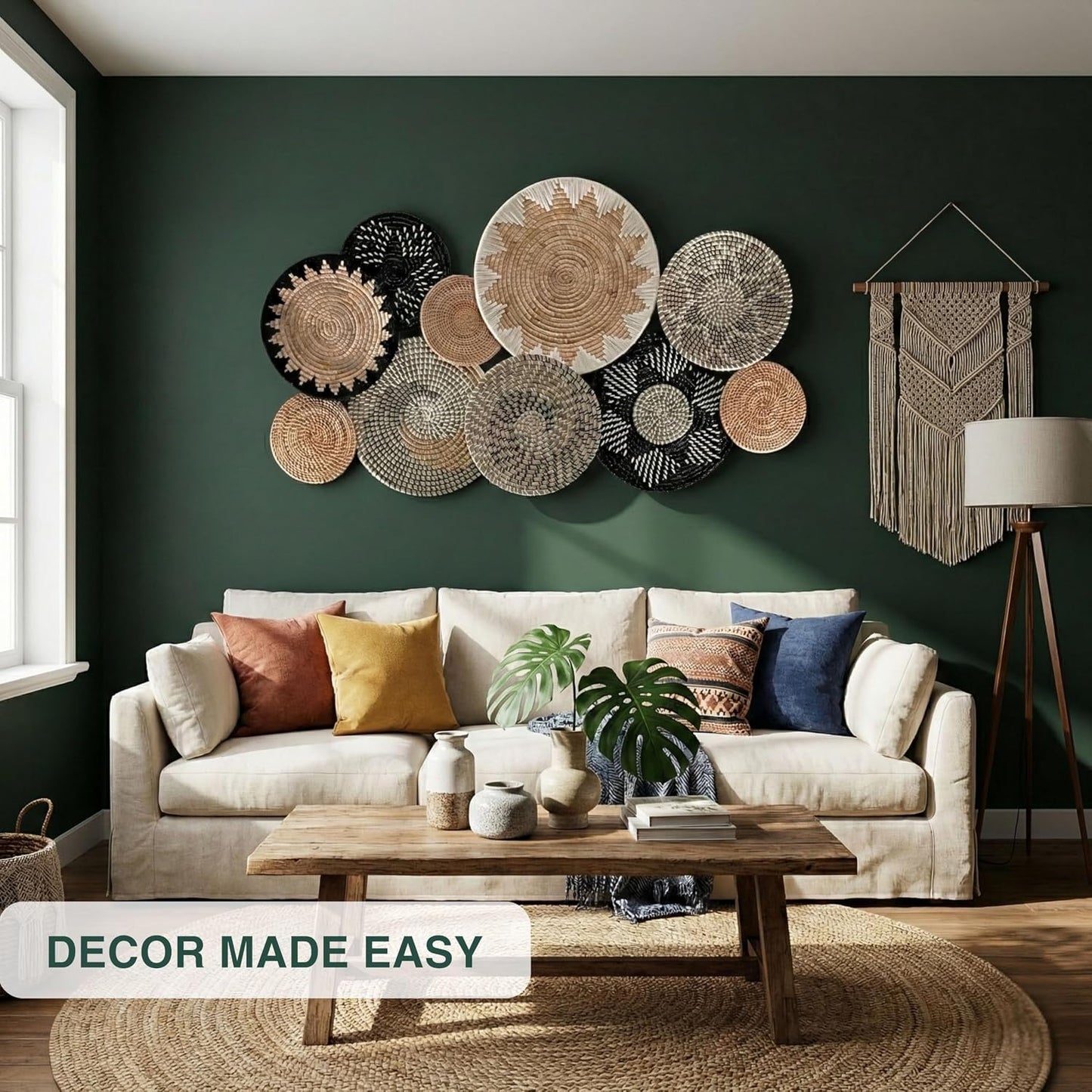 Woven Basket Wall Decor / Set of 10
