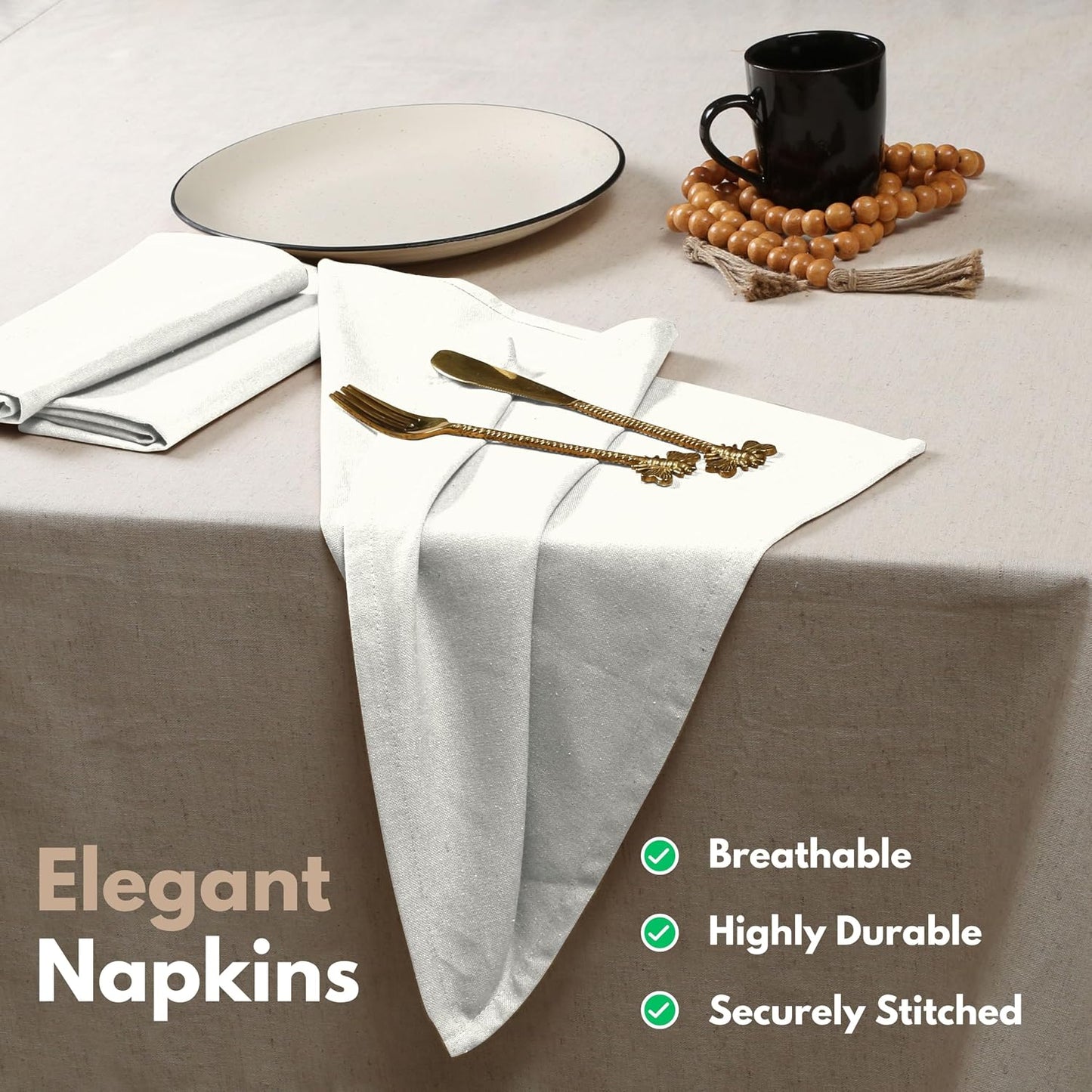 Native Fab Cloth Napkin Set of 12, 100% Cotton, Washable Fabric, Reusable Cloth Napkin 17x17 inches, Table Decor