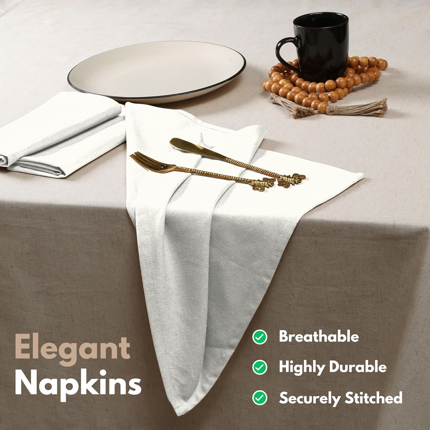 Native Fab Cloth Napkin Set of 12, 100% Cotton, Washable Fabric, Reusable Cloth Napkin 17x17 inches, Table Decor
