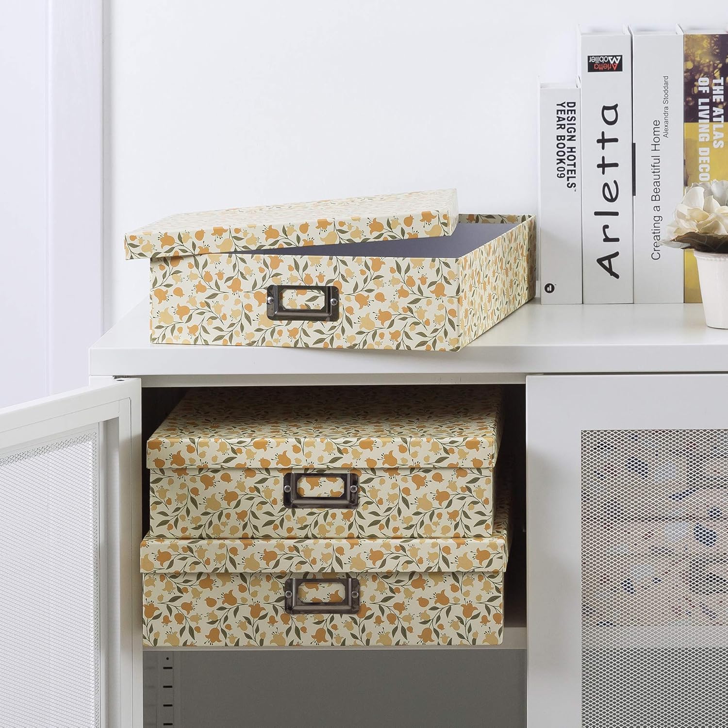 Decorative Cardboard Storage Boxes / Floral Dance / Set of 3