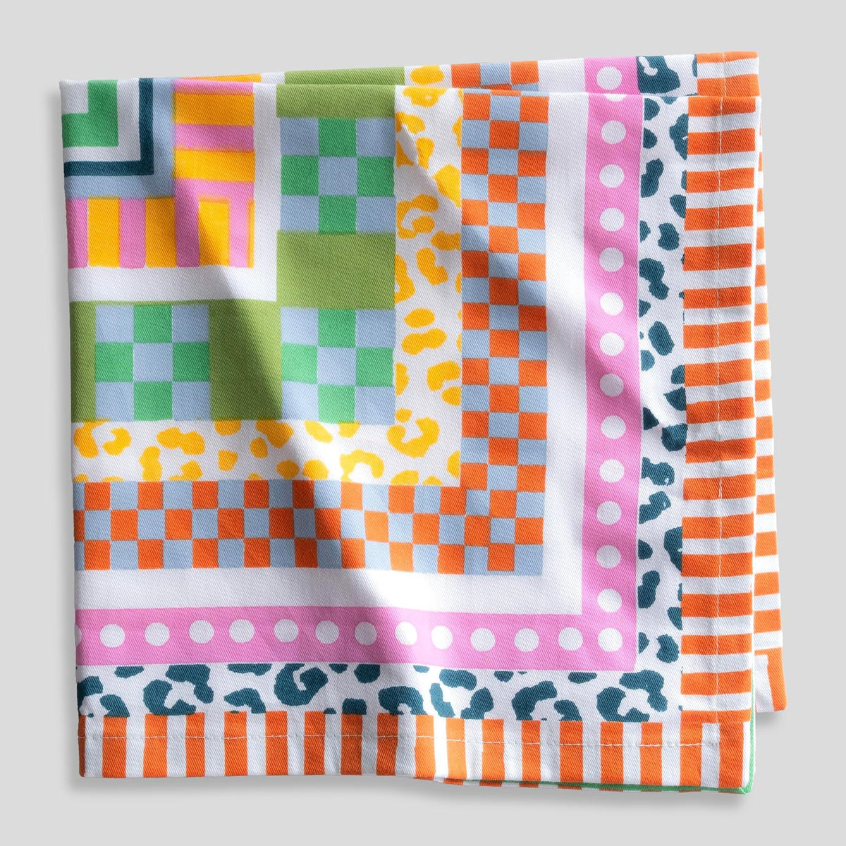 FINGERCRAFT Cloth Napkins Set of 12 Cotton Linen, 20x20 Inch, Boho Patch | Mitered corner, washable, soft, absorbent