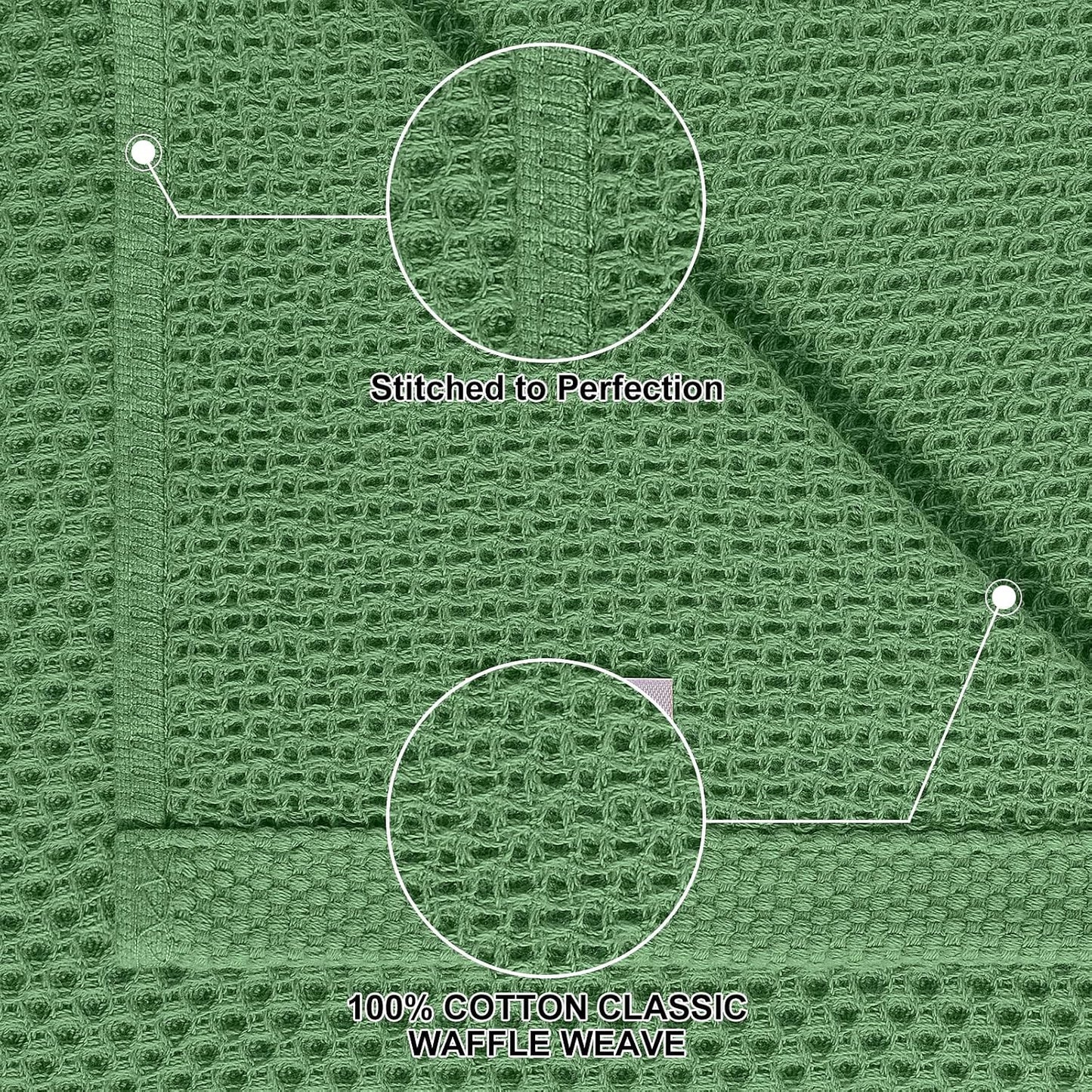 Homaxy 10 Pack 100% Cotton Kitchen Towels and Dishcloths Set, Grass Green | 12 x 12 Inches and 13 x 28 Inches Kitchen