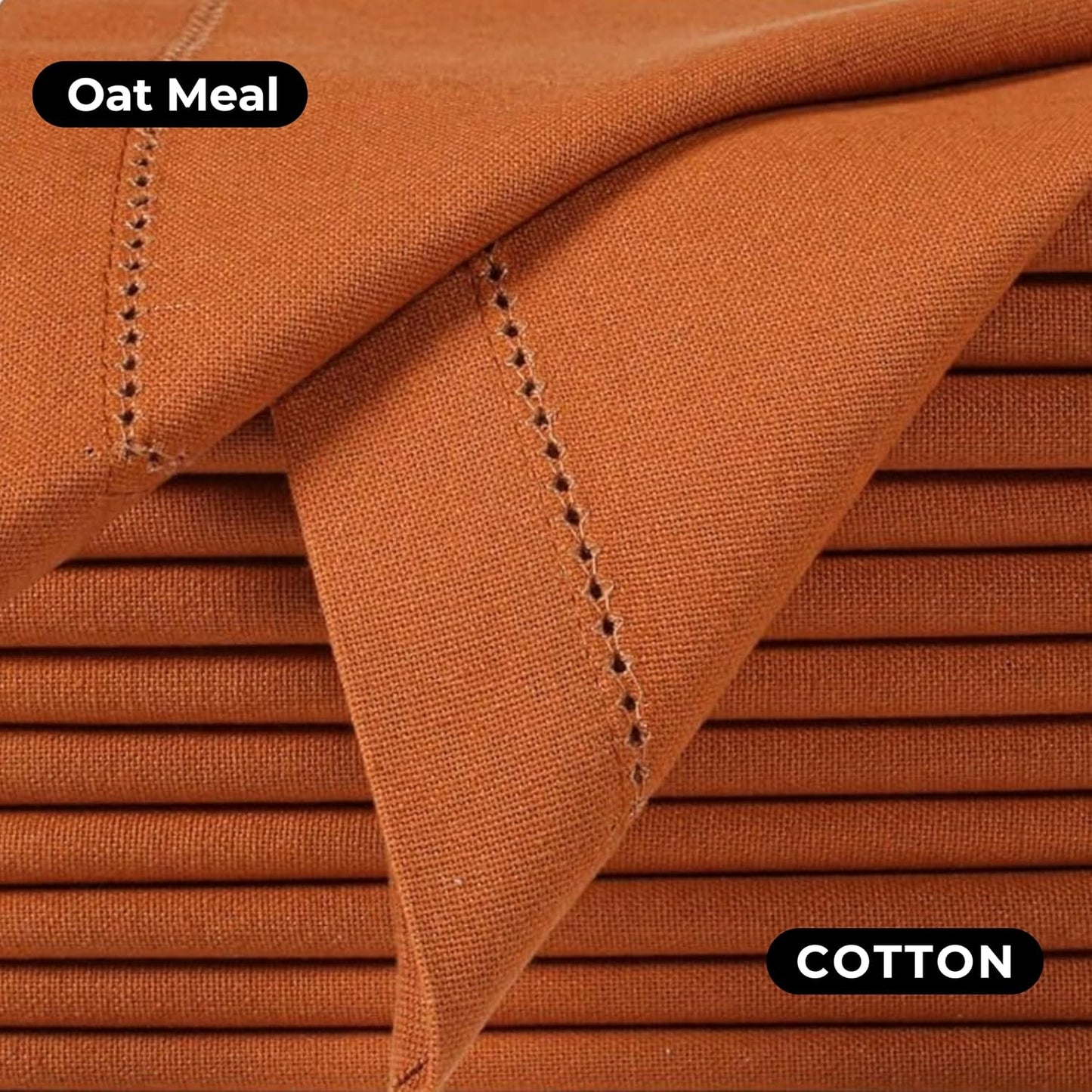 Bedding Craft Cloth Dinner Napkins Set of 12 – 18x18 Roasted Pecan with Hemstitched Mitered Corners – Reusable Machine
