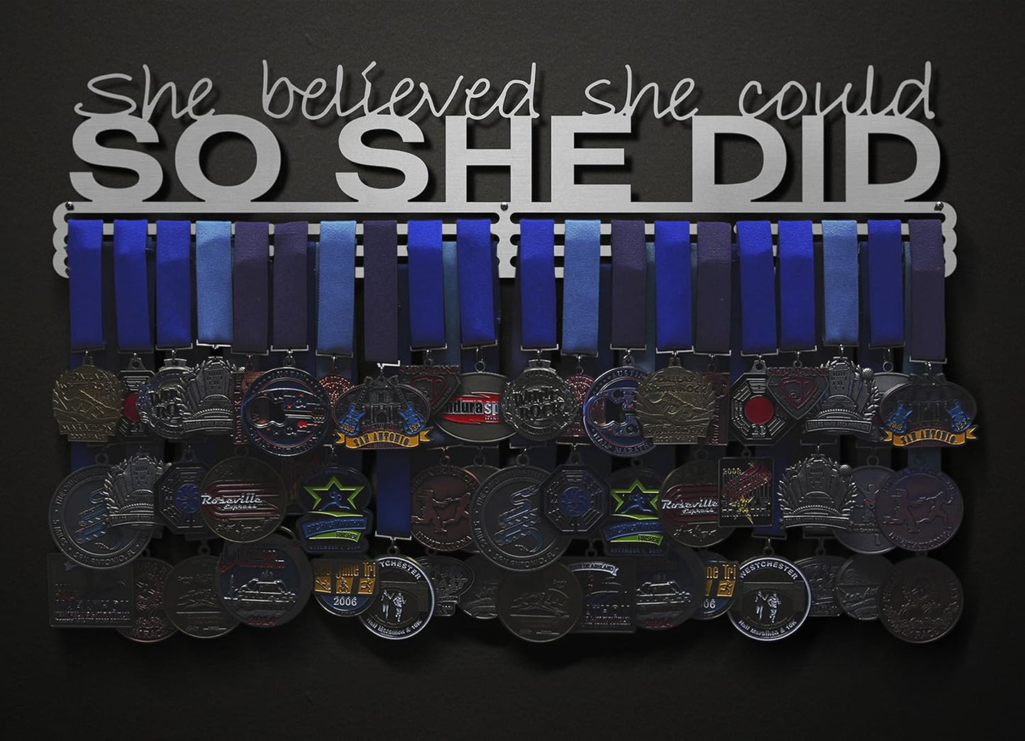 Allied Medal Hangers - She Believed She Could So She Did (Text Only): Awards Display Rack Holder - Multiple Size