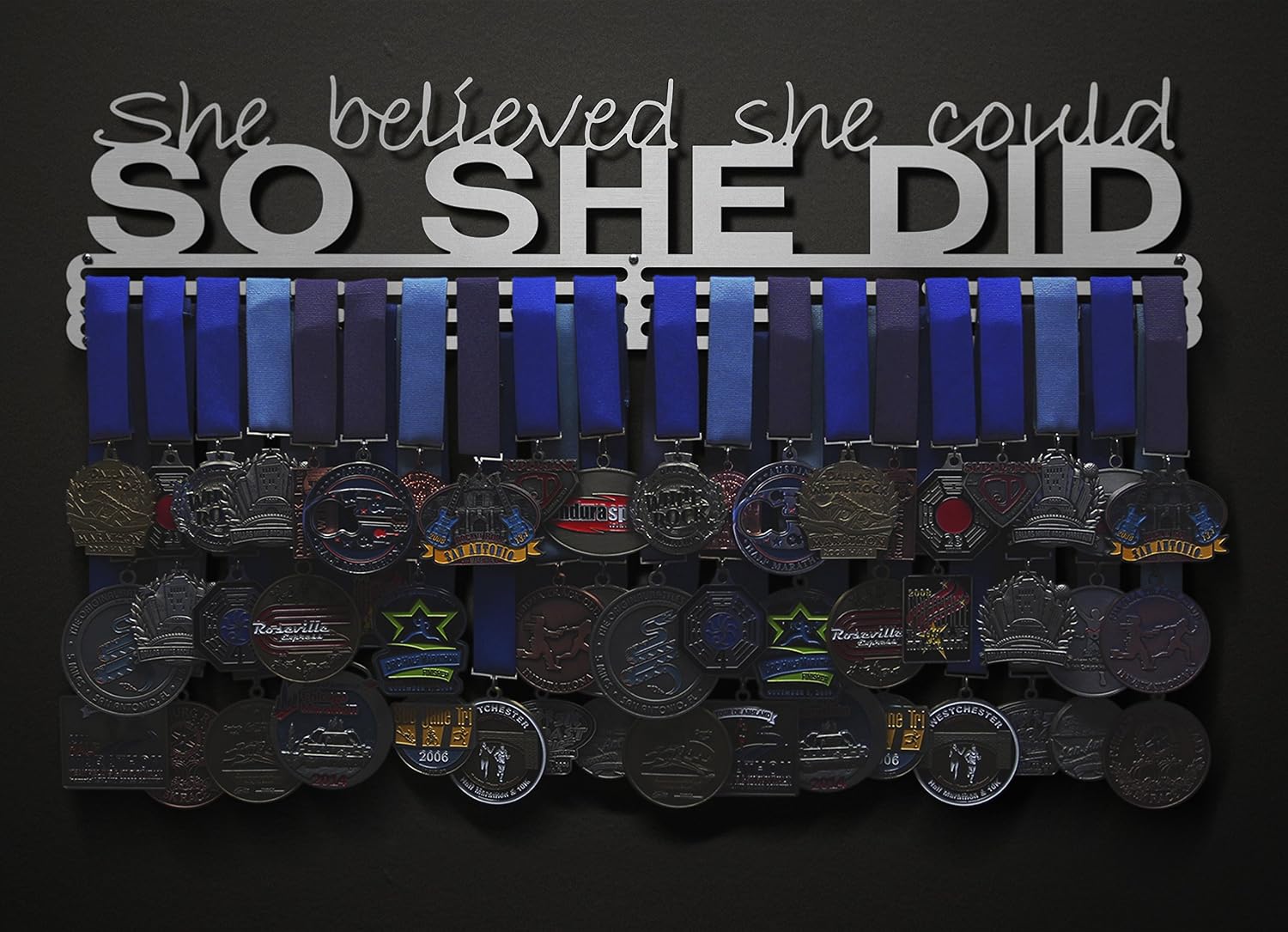 Allied Medal Hangers - She Believed She Could So She Did (Text Only): Awards Display Rack Holder - Multiple Size