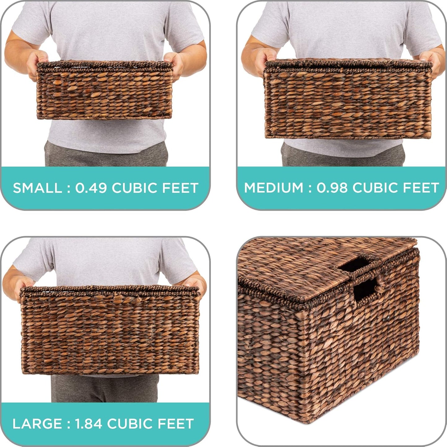 Handwoven Rectangular Organizer Totes / Set of 3