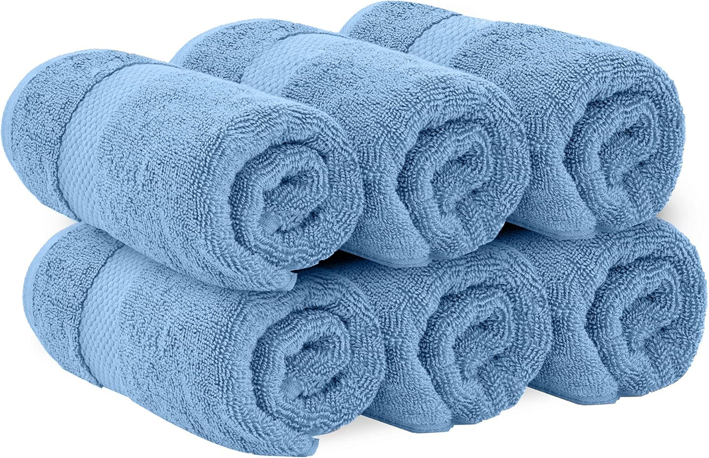 White Classic Luxury Light Blue Hand Towels - Soft 100% Turkish Cotton | Highly Absorbent Hotel spa Bathroom Towel