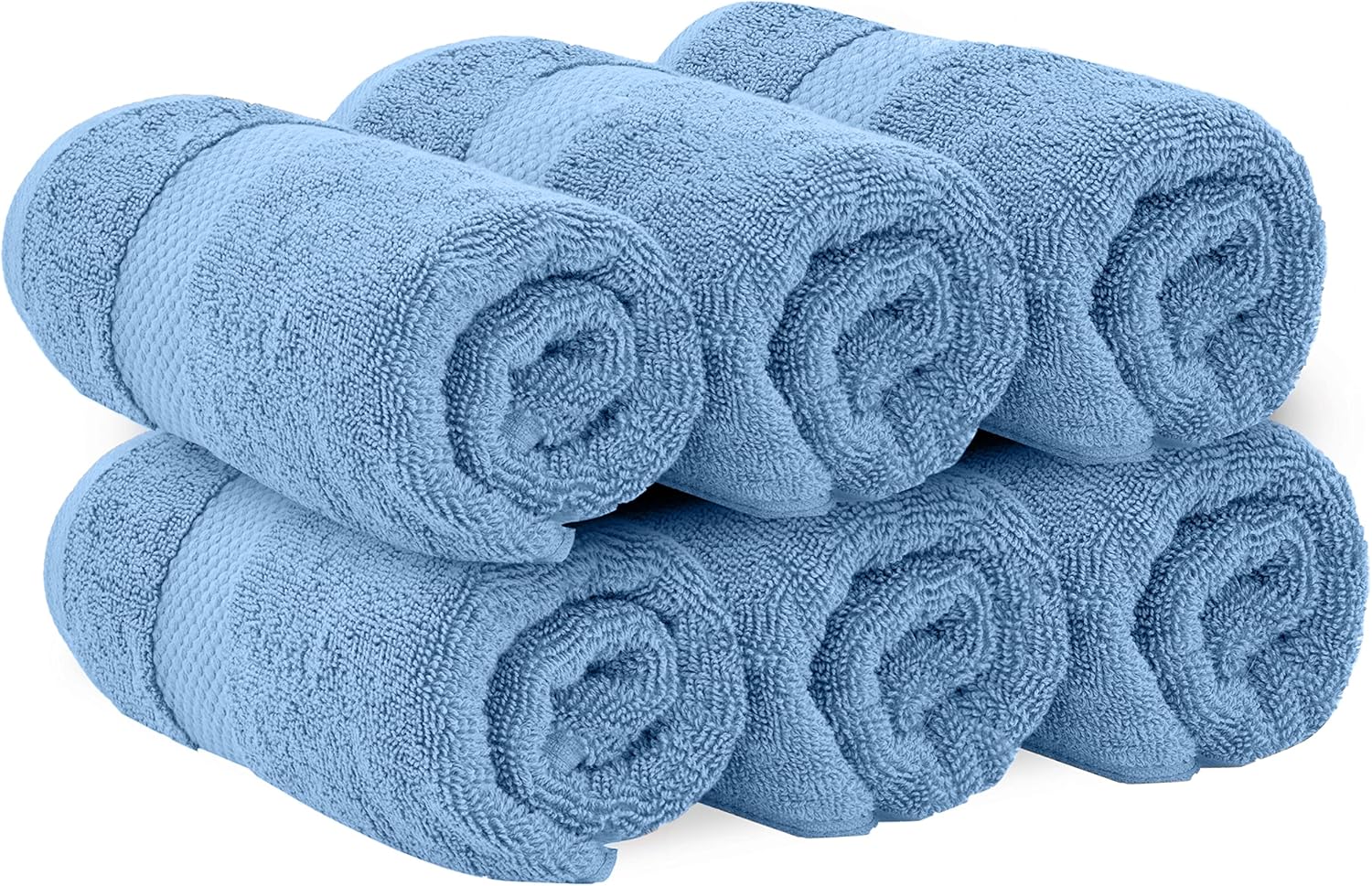 White Classic Luxury Light Blue Hand Towels - Soft 100% Turkish Cotton | Highly Absorbent Hotel spa Bathroom Towel