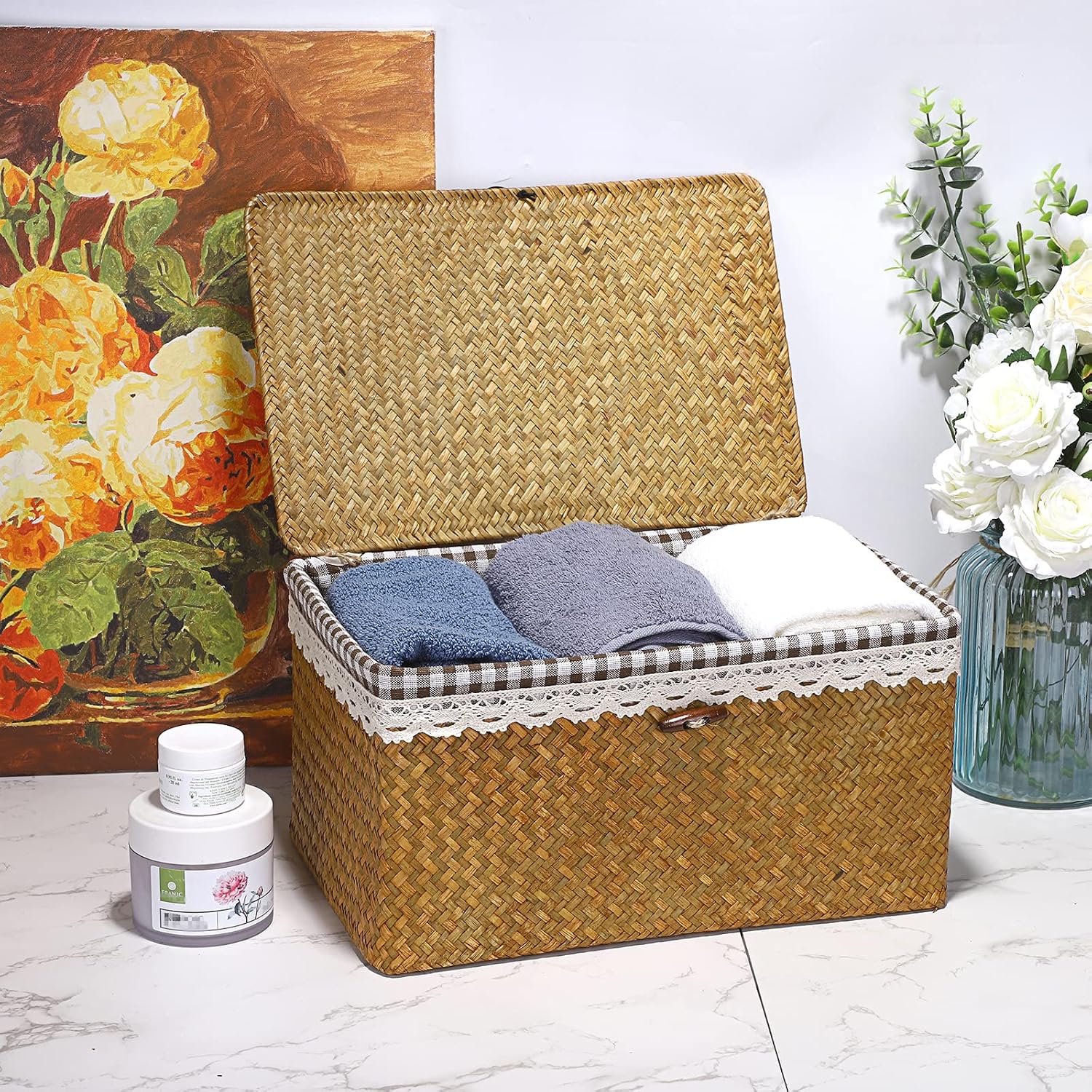 Wicker Storage Basket Bin / Large / Caramel
