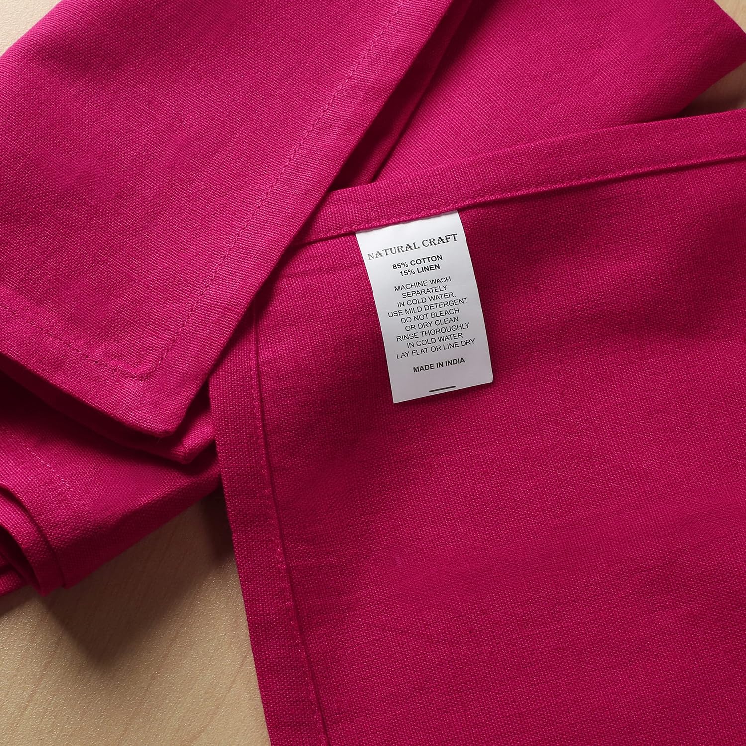NATURALCRAFT Cloth Napkins Set of 12 Cotton Linen18x18 inch Fuchsia Pink | Washable Reusable Fabric Soft Durable