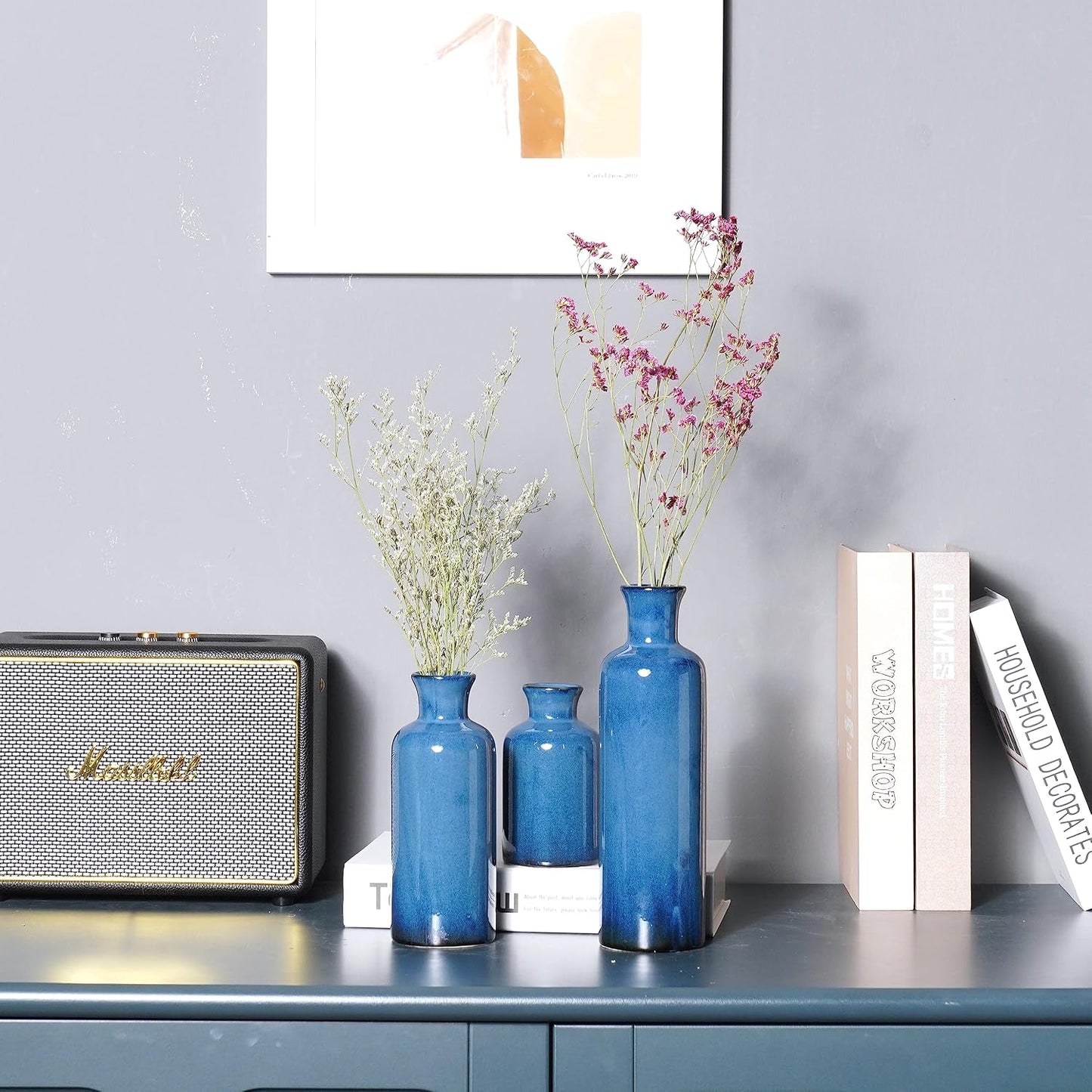 Ceramic Vase Set Home Decor / Blue / Set of 3