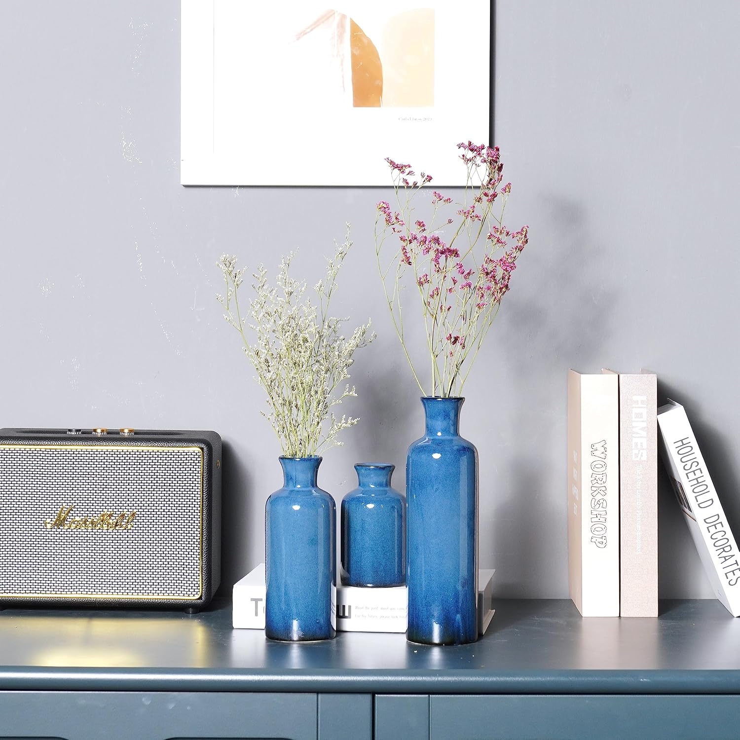 Ceramic Vase Set Home Decor / Blue / Set of 3