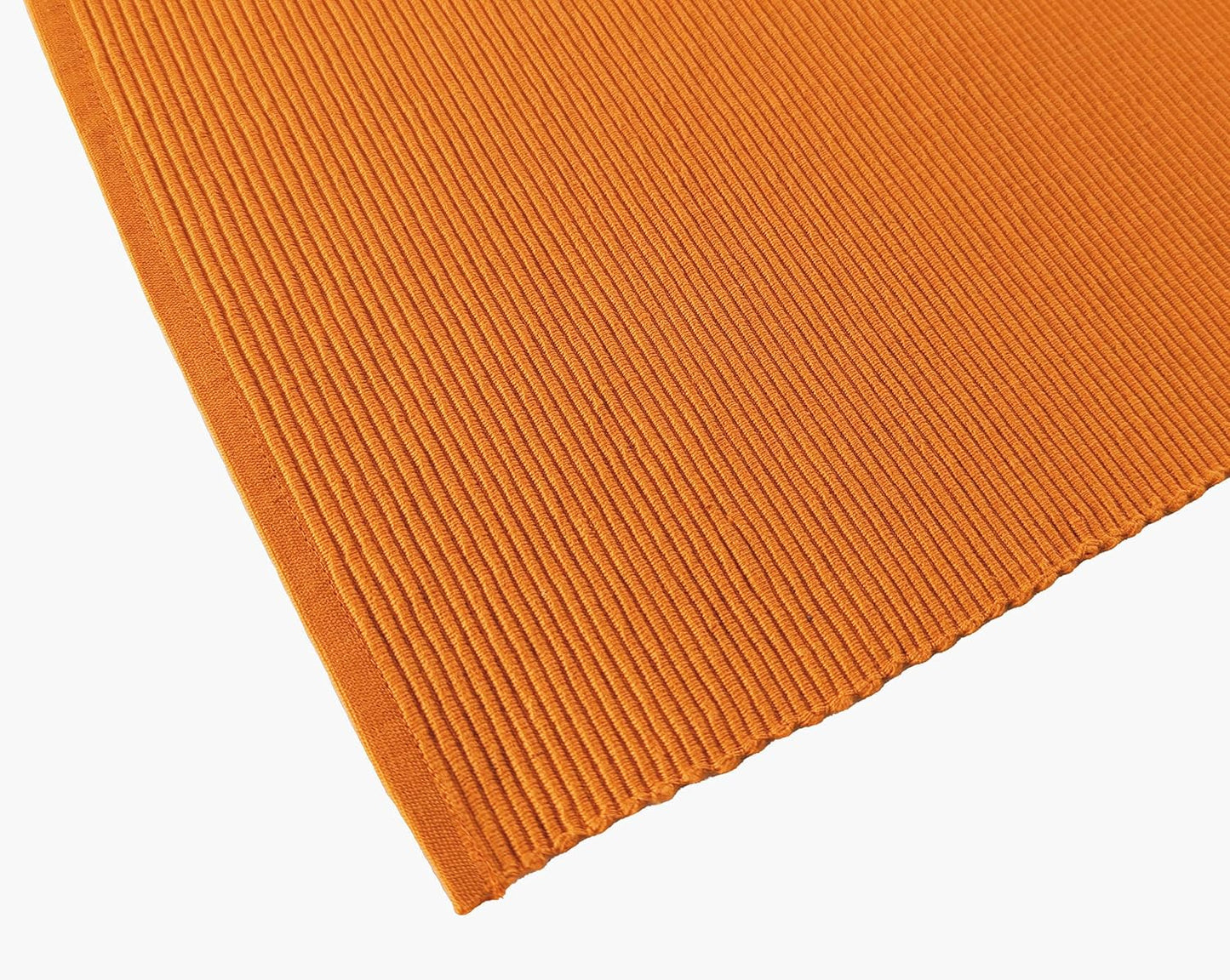 100% Cotton Ribbed Placemats - Set of 8-13 x 19 Inches - Orange - Everyday/Fall/Thanksgiving/Halloween Cloth Table Mats