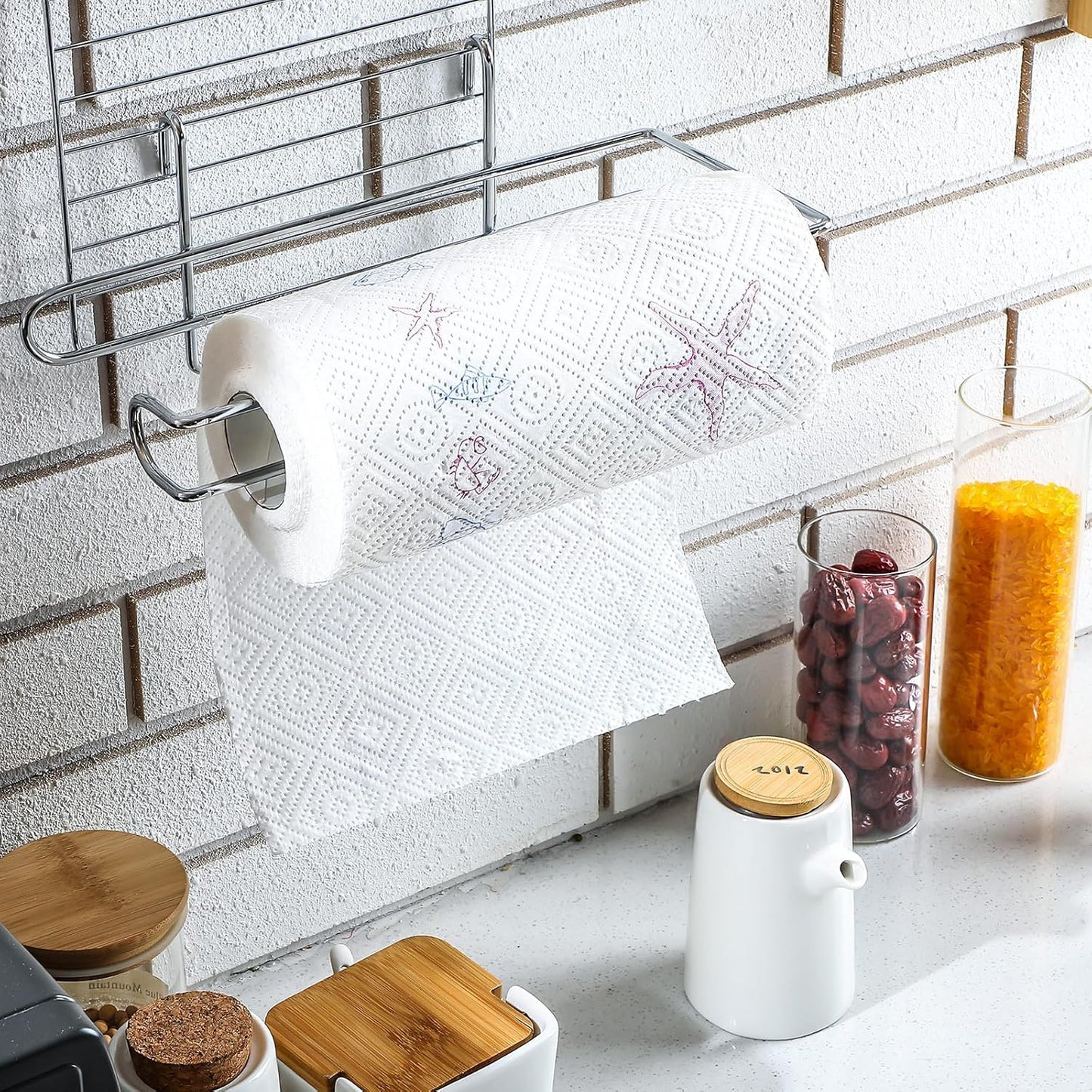 CroBlissful Paper Towel Holder for Wire Shelving 5'' D x 12'' W x 4.5'' H Hanging Paper Towel Holder Wire Shelf