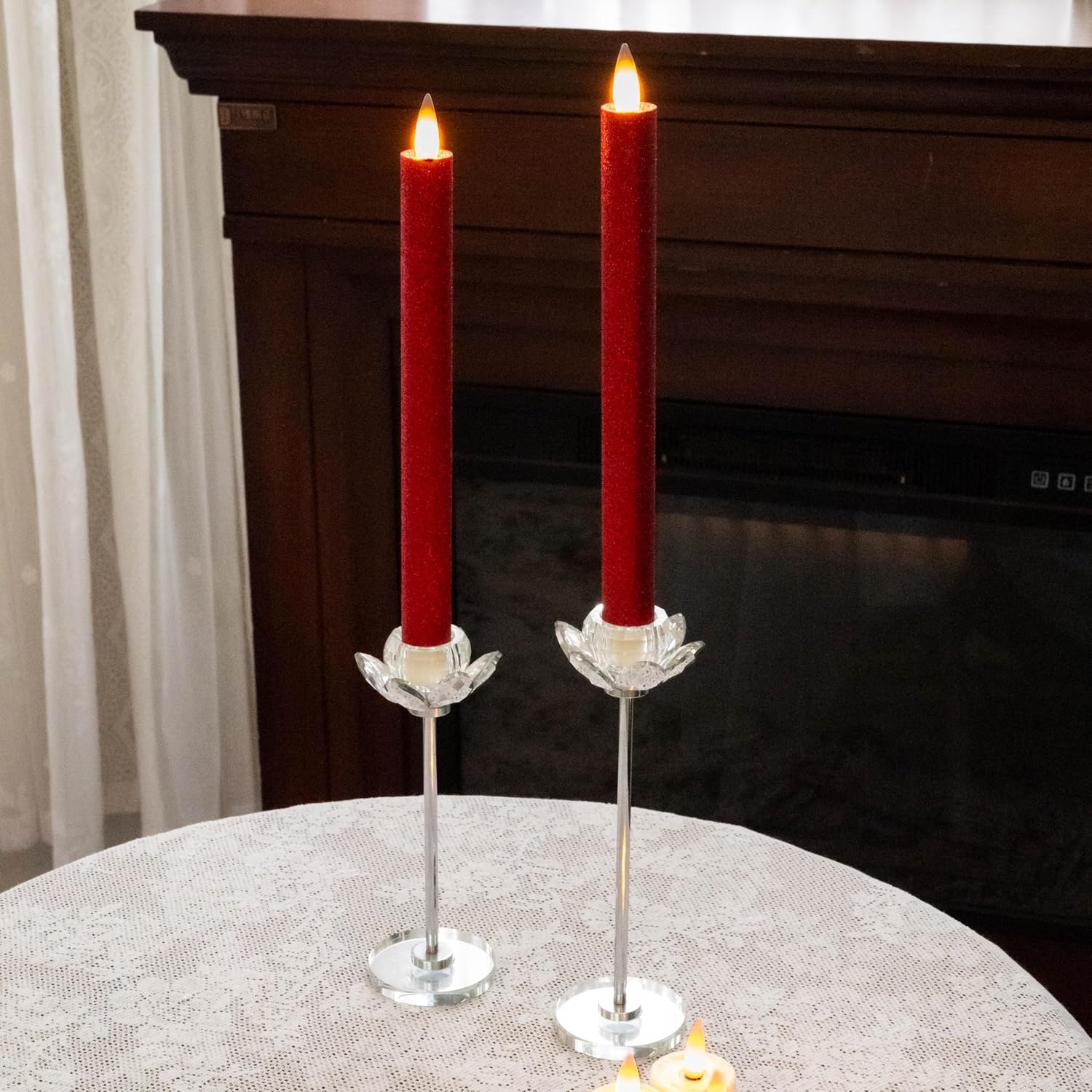 Flameless Taper Candles Flickering with Remote and Timer, 3D Moving Flame Taper Candle Battery Operated to 400 Hours, 9