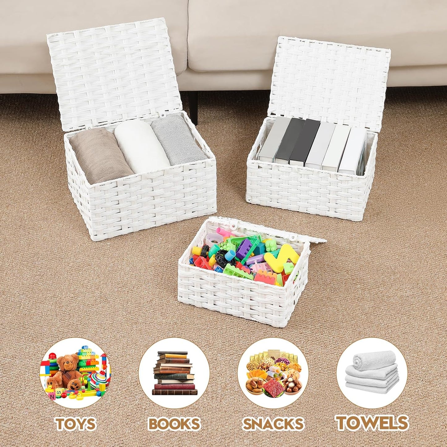 Woven Storage Bins / White
