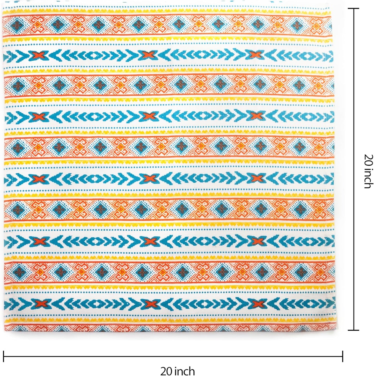 FINGERCRAFT Cloth Napkins Set of 12 Cotton Linen, 20x20 in, Tribal Spirit | Mitered corner, washable, soft, absorbent