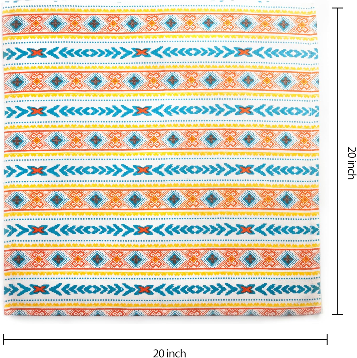 FINGERCRAFT Cloth Napkins Set of 12 Cotton Linen, 20x20 in, Tribal Spirit | Mitered corner, washable, soft, absorbent