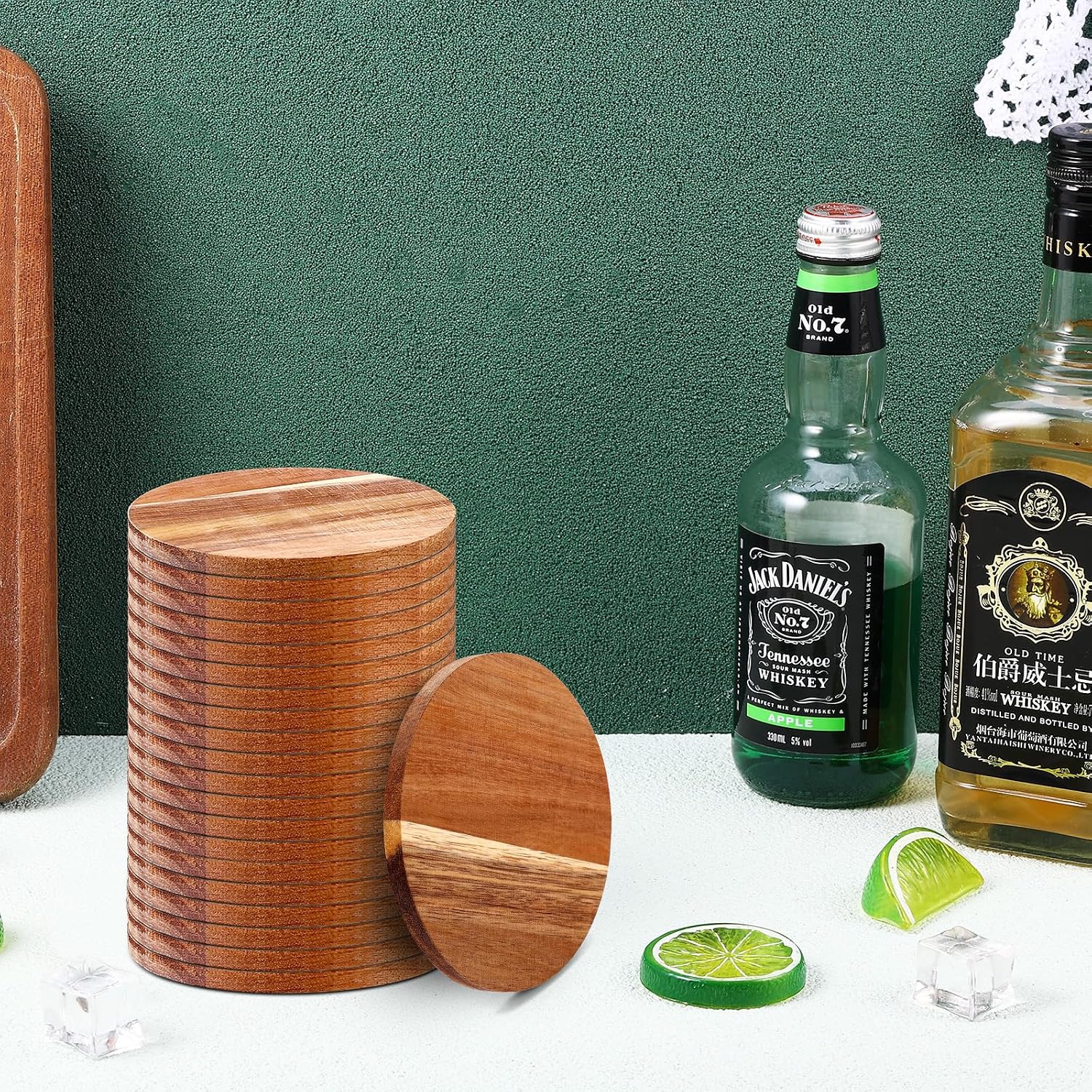 Wood Coasters Wooden Coaster for Drinks Coffee Table / Round / Set of 24