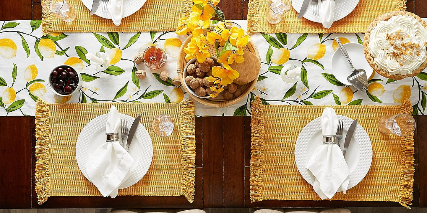 DII Variegated Tabletop Collection, Placemat Set3x19, Apricot, 6 Piece