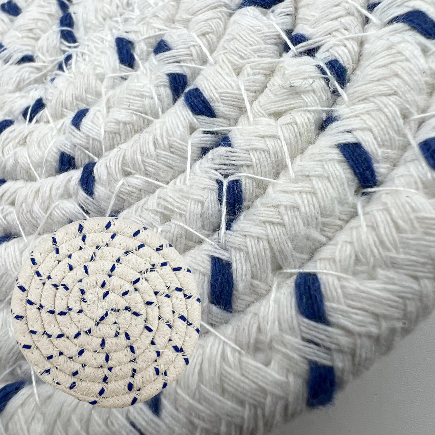 Holder / Handmade Woven Cotton Coasters / Colors 8 / 4.3 Inch / Set of 8