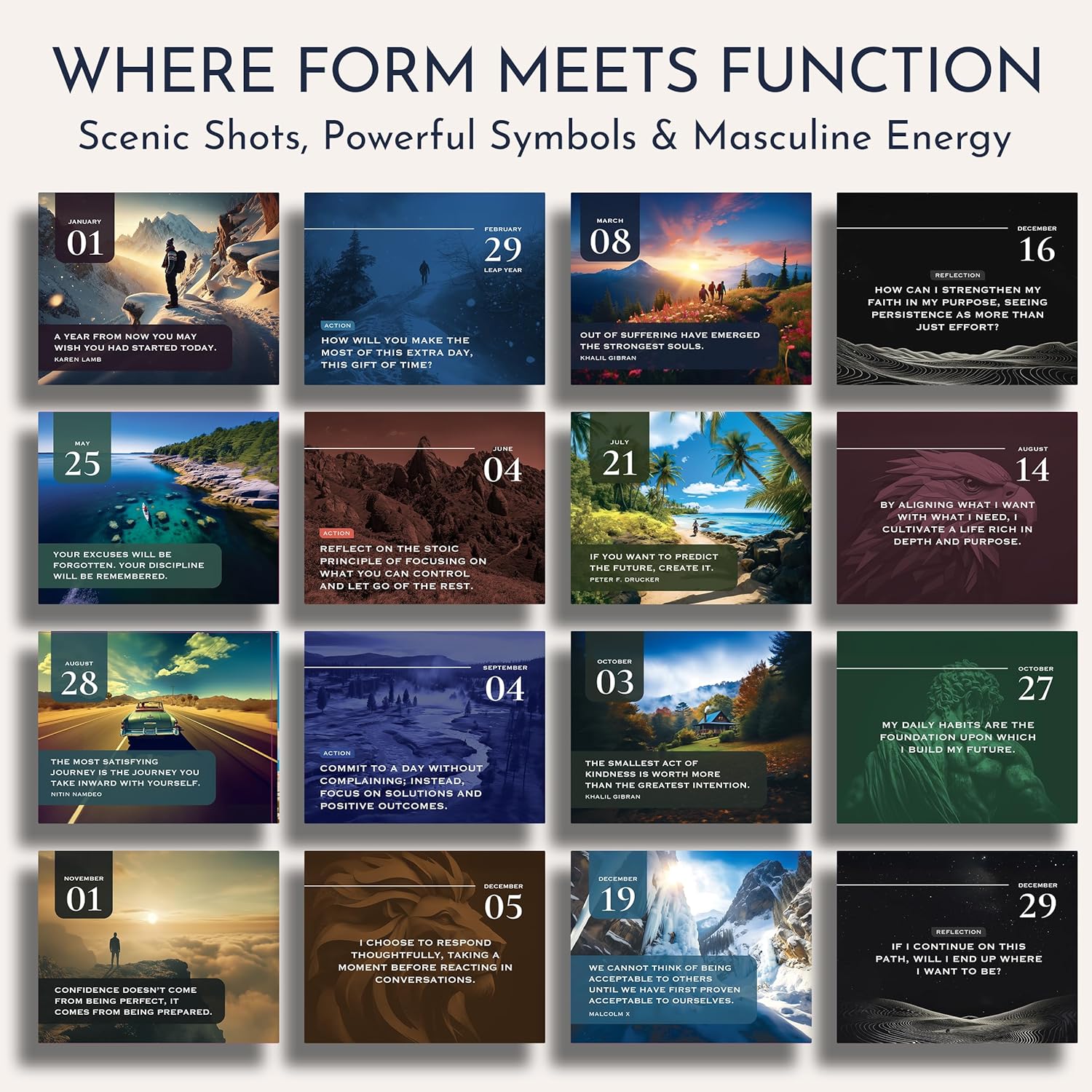 Daily Affirmations for Men, Motivational Desk Flip Calendar, 366 Quotes | Inspirational Gifts for Men, Perpetual