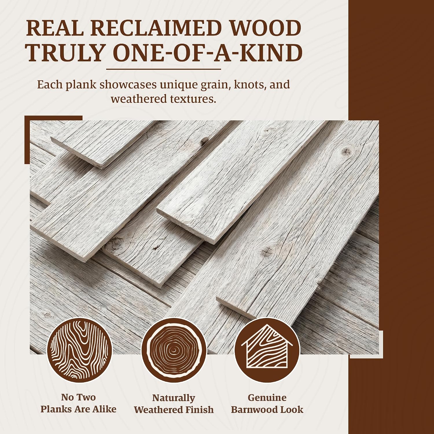 Easy Nail-Up Shiplap Panels for Rustic Wood Wall Paneling Weathered / Natural