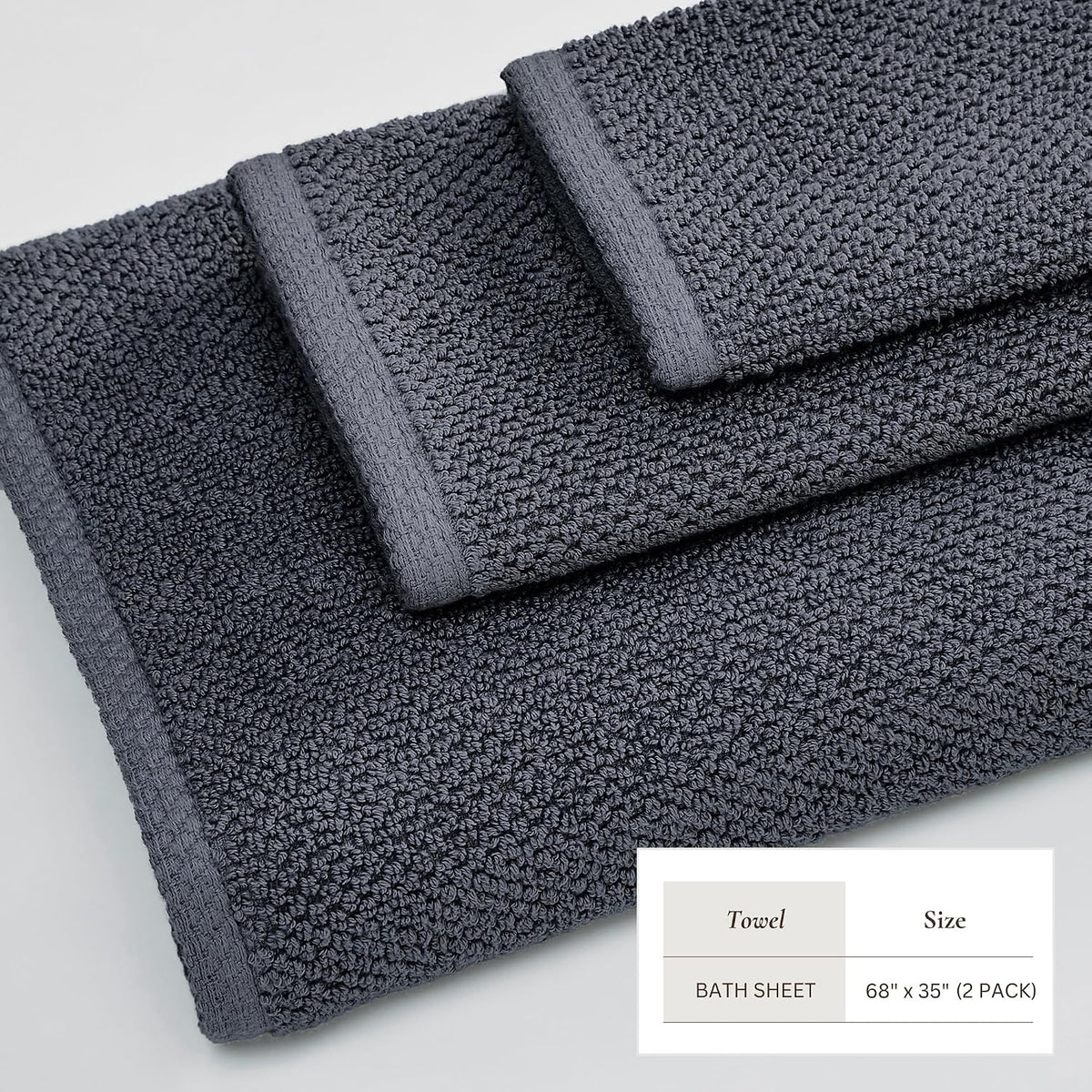 Great Bay Home 100% Cotton Oversized 2 Pack 68x35 Extra Large Towel Set - Absorbent, Quick-Drying, Durable Oversized
