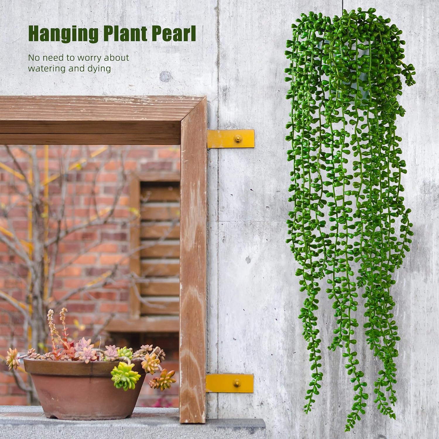 Artificial Succulents Hanging Plants / Green / 27.5 Inch / Set of 3