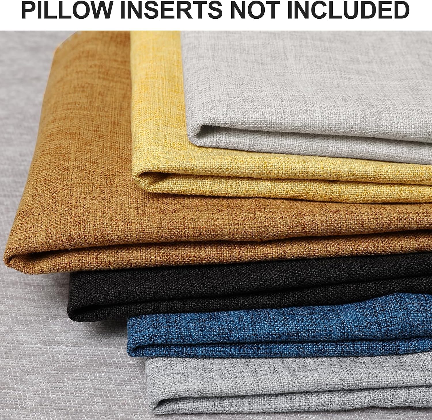 Fall Decorative Throw Pillow Covers Square Faux Linen Outdoor / Bronze Gold / 18 x 18 / Set of 2