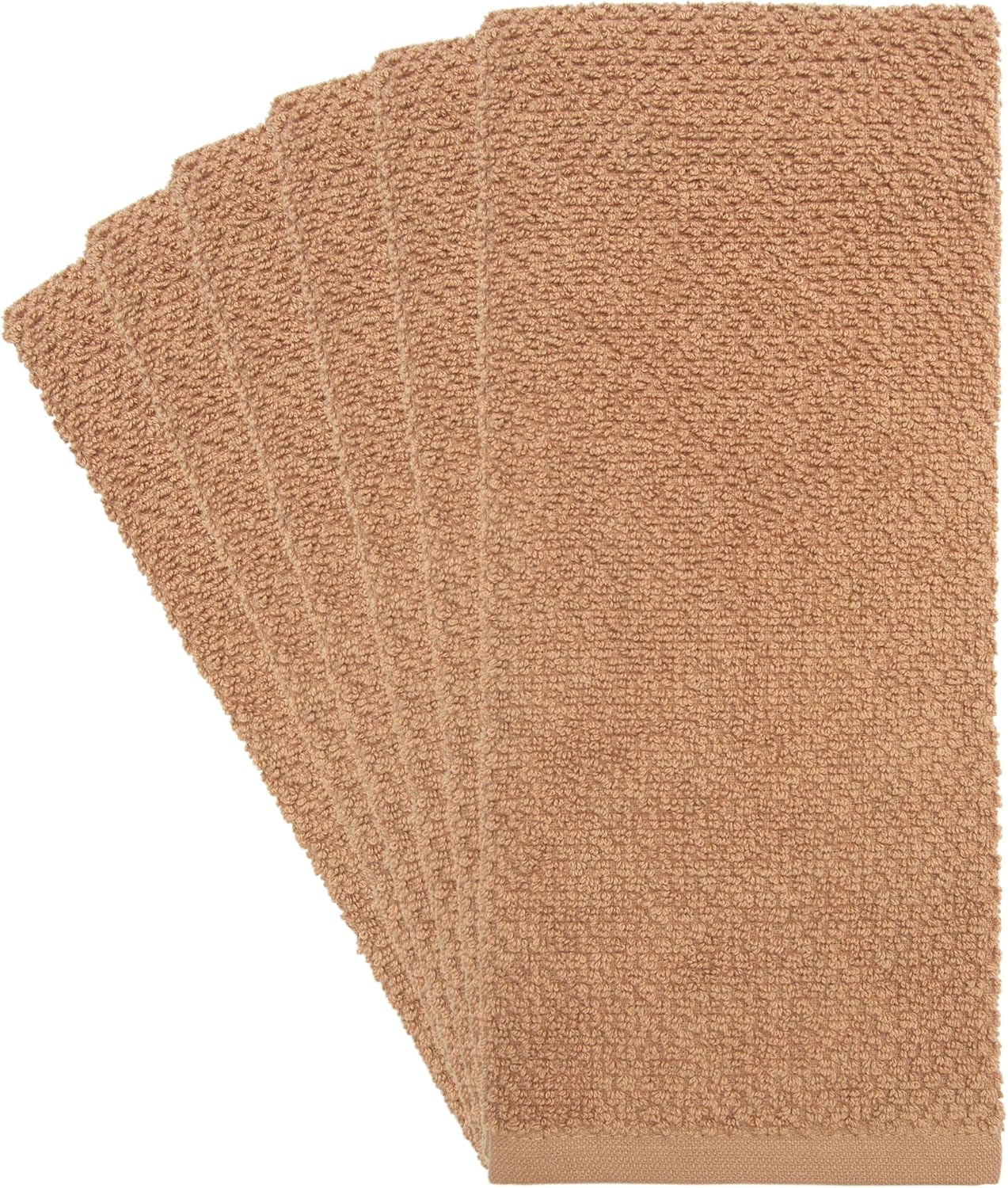 Bumble Kitchen Towels 6 Pack 100% Cotton 16"x26" - Tan Solid | 430 GSM Soft Kitchen Hand Towels with Hanging Loop