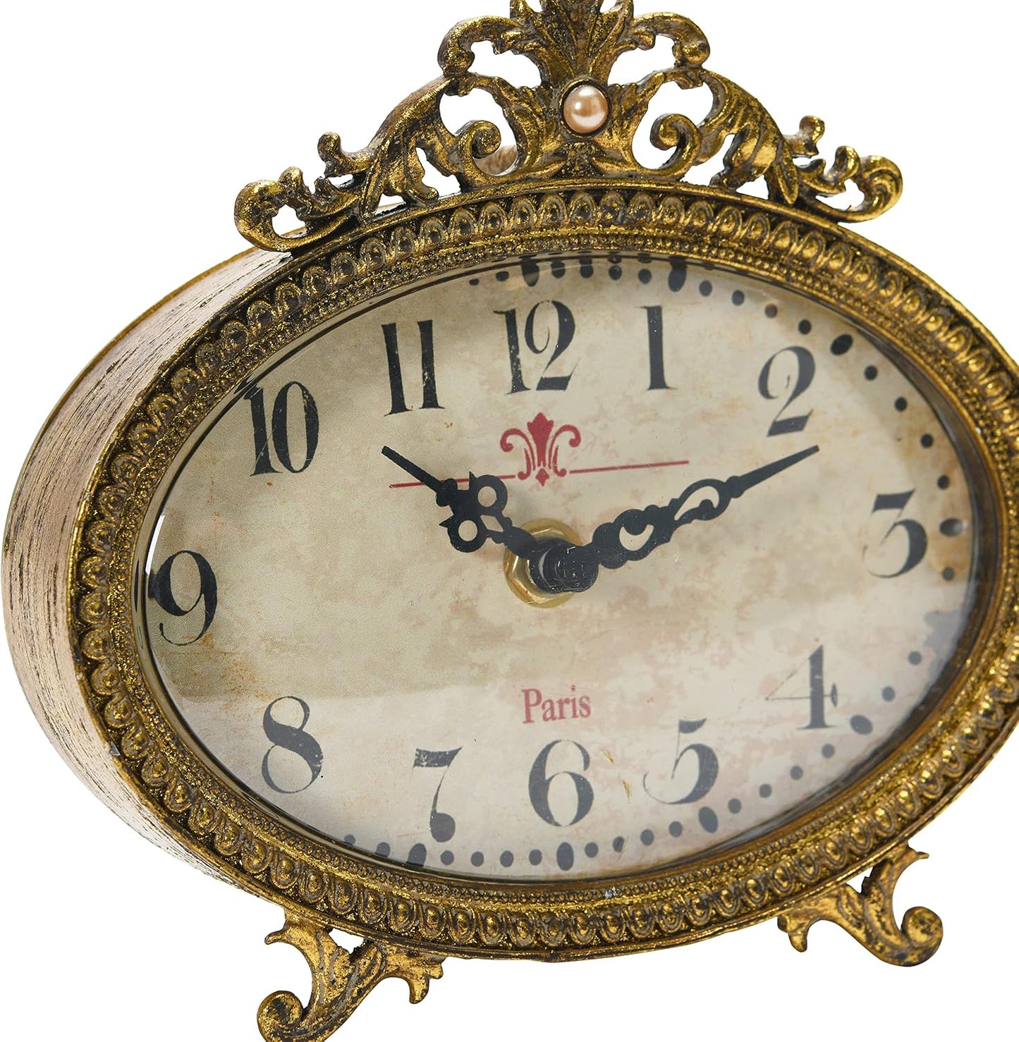 Creative Co-Op Distressed Pewter Mantel Clock, Gold Finish