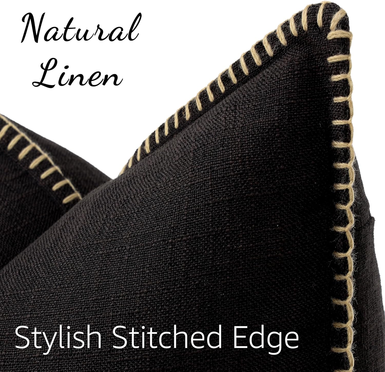 Fall Decorative Throw Pillow Covers Square Faux Linen Outdoor Neutral / Black / 18 x 18 / Set of 2