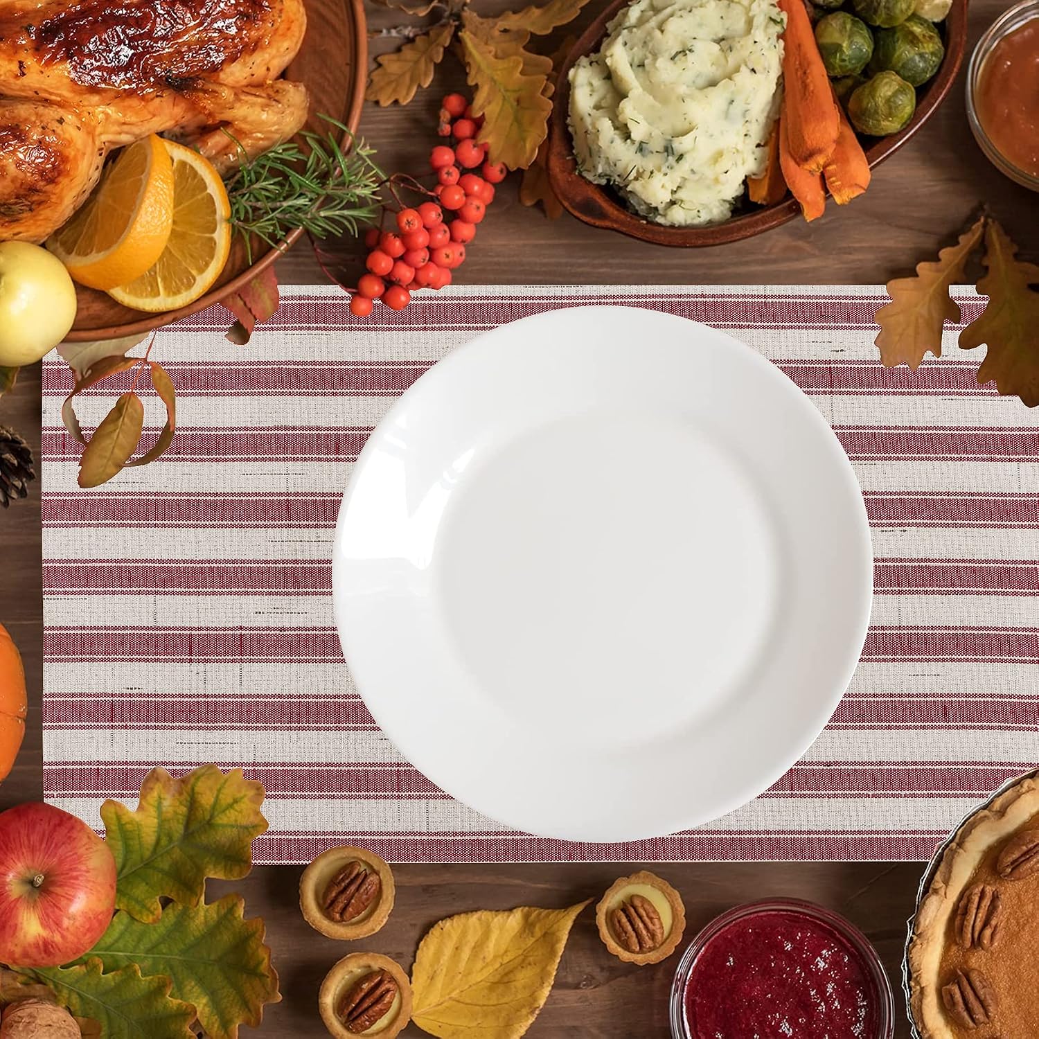 Home Brilliant Red Placemats Set of 6 Dinner Farmhouse Placemats Decoration Heat Resistant Dining Table Place Mats for