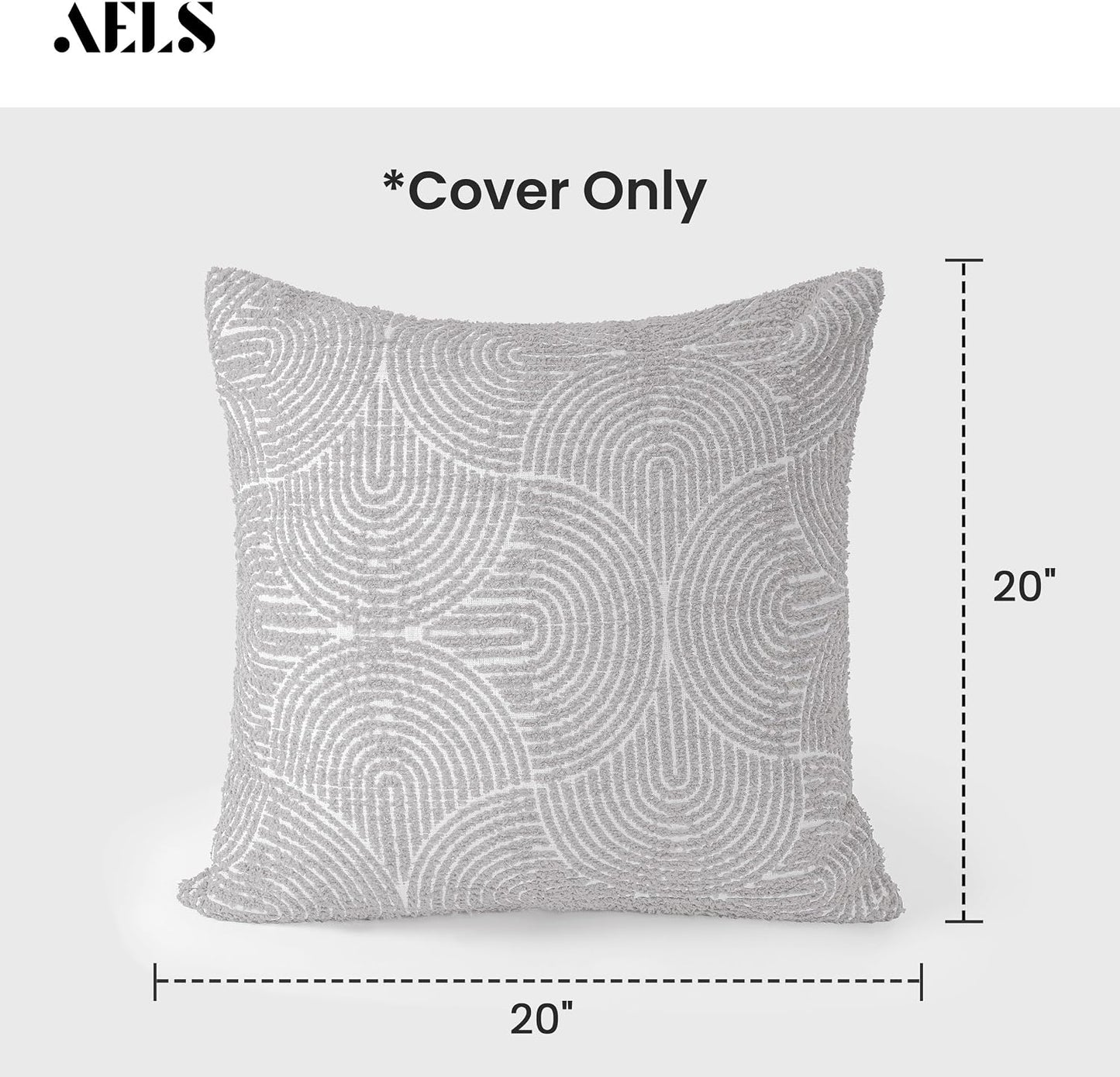Boho Decorative Textured Throw Pillow Covers / Light Gray / 20 x 20 / Set of 2