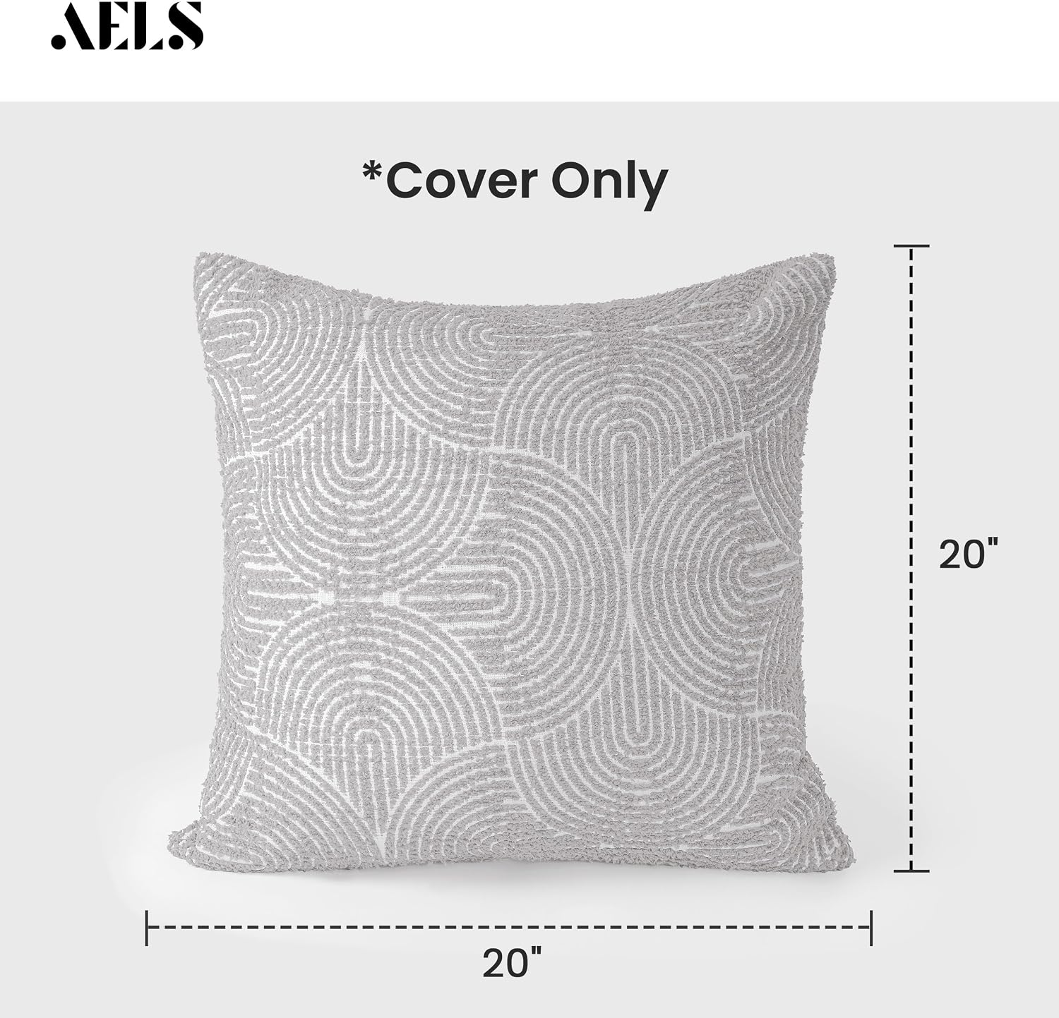 Boho Decorative Textured Throw Pillow Covers / Light Gray / 20 x 20 / Set of 2