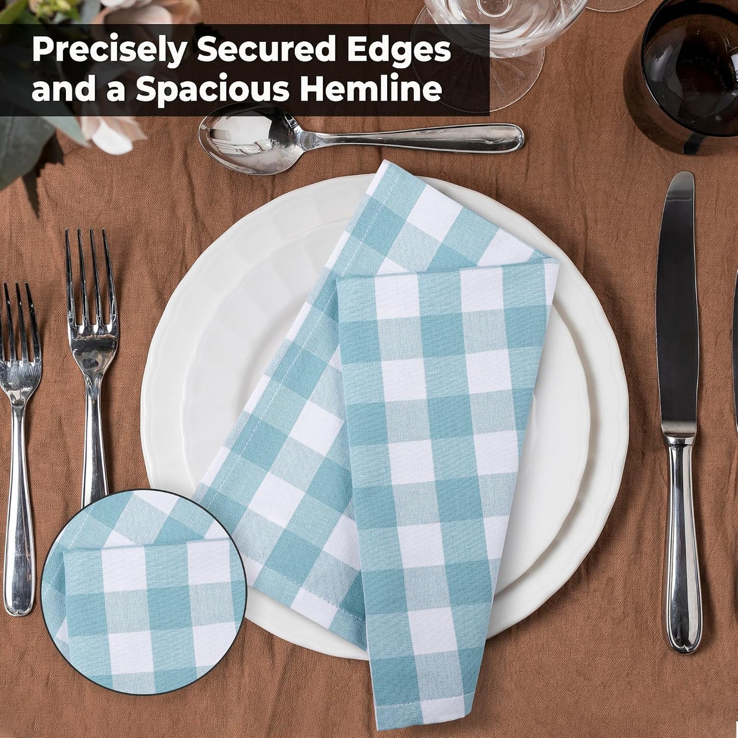 Urban Villa Cloth Napkins Cotton 20x20 (Set of 6) Aqua