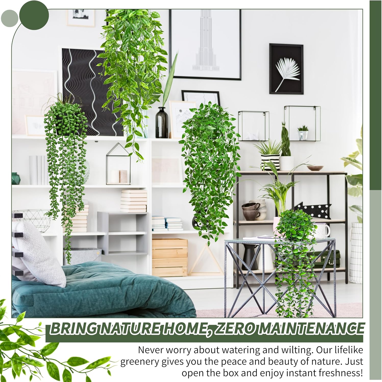 Faux Artificial Hanging Plants / Set of 4