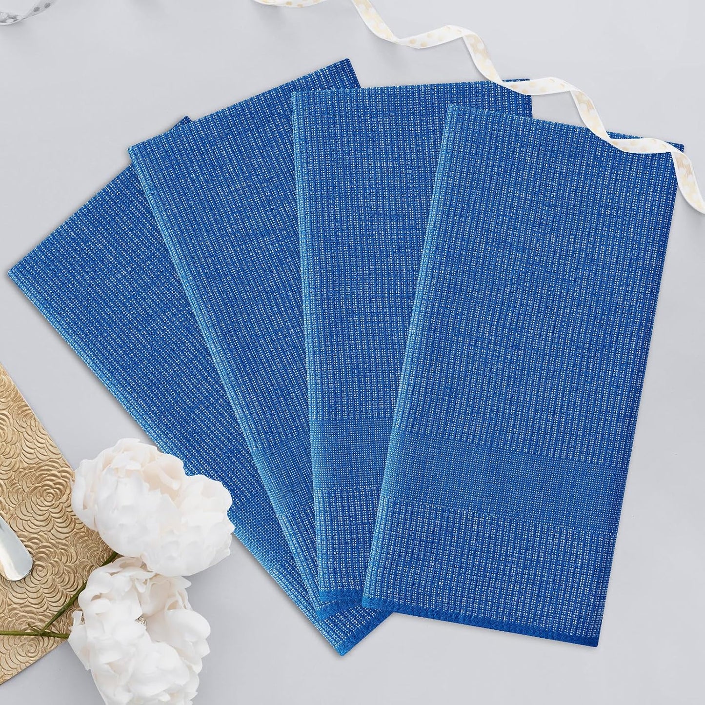 Homaxy 380 GSM Cotton Premium Kitchen Towels 6 Pack, 18"x 28", Blueberry | Flat and Terry Dish Towels, Highly Absorbent