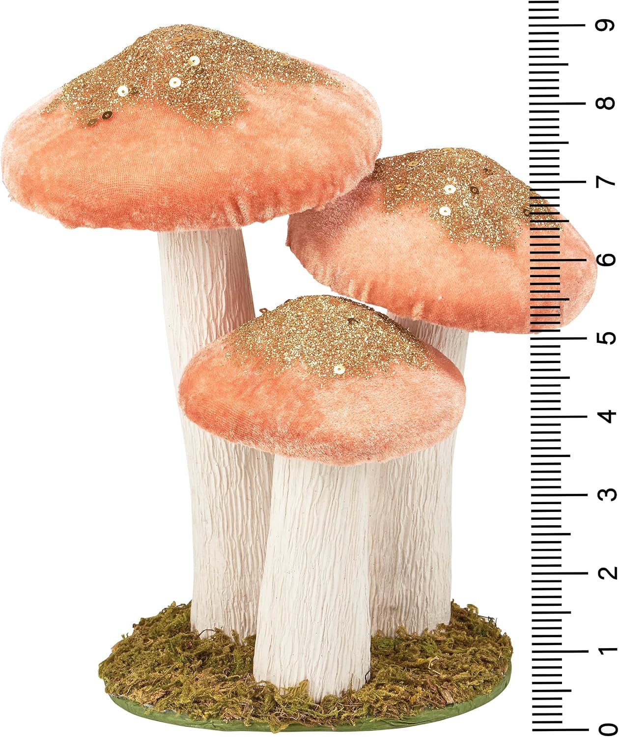 foam mushrooms uniquely detailed/velvet glitter accents/natural foliage / Pink