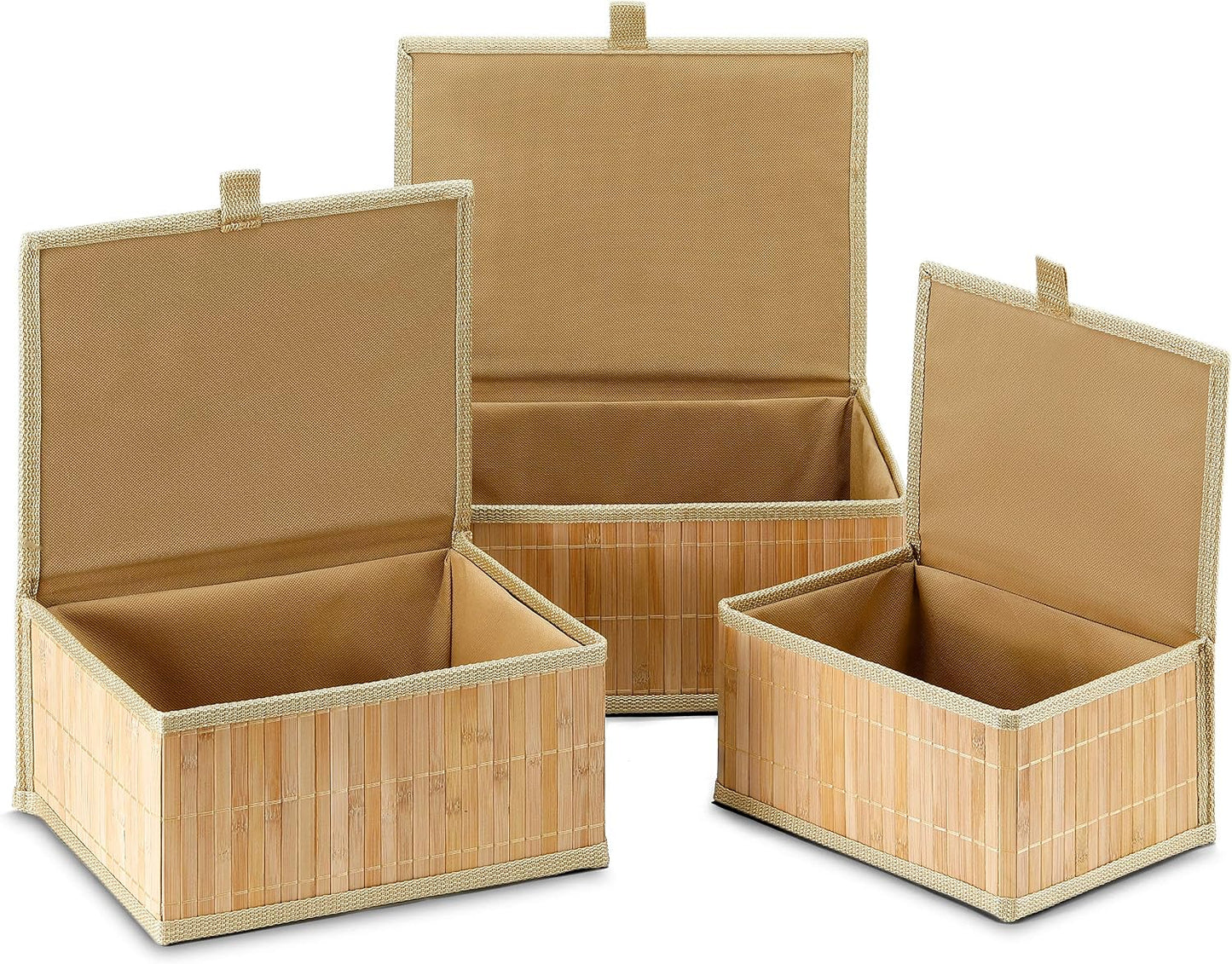 Woven Lined Storage Basket / Wooden Beige / Set of 3