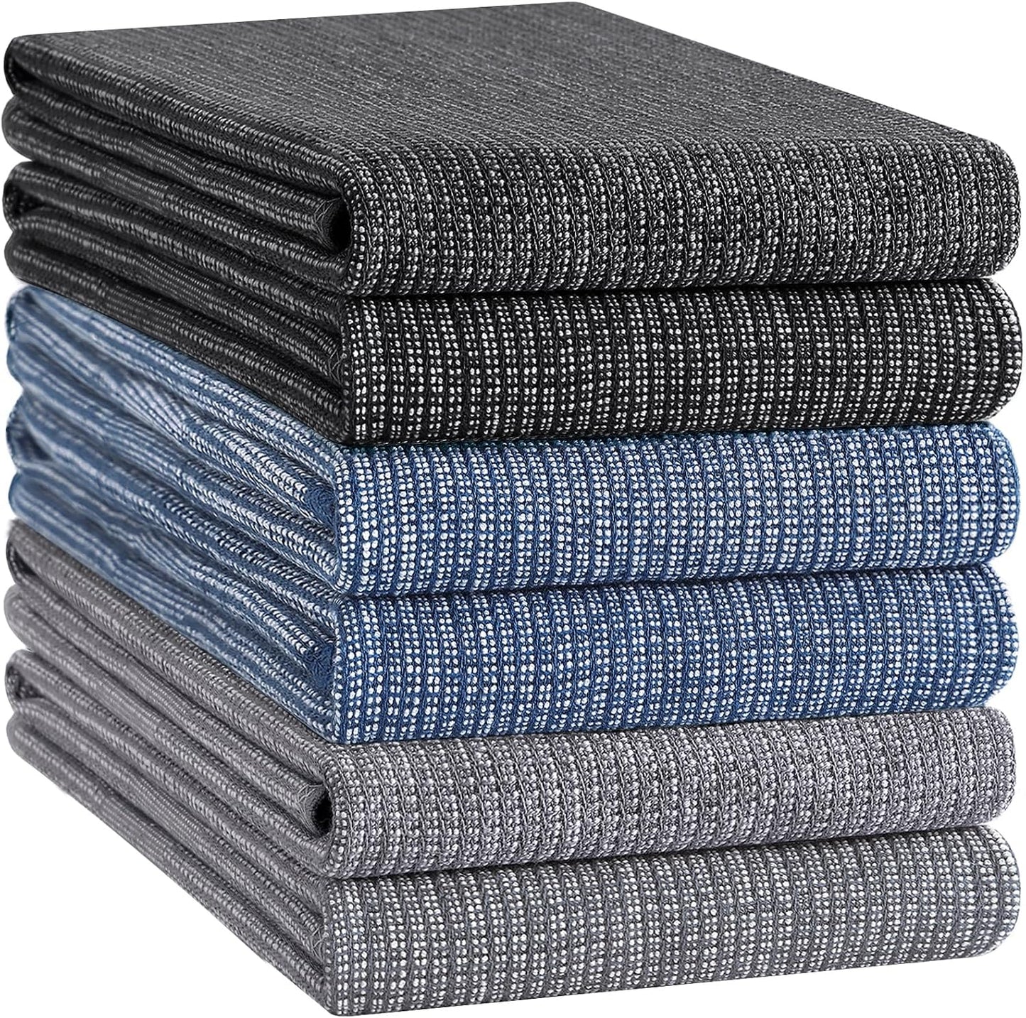 Homaxy 380 GSM Cotton Premium Kitchen Towels 6 Pack, 18"x 28", Mix | Flat and Terry Dish Towels, Highly Absorbent Tea