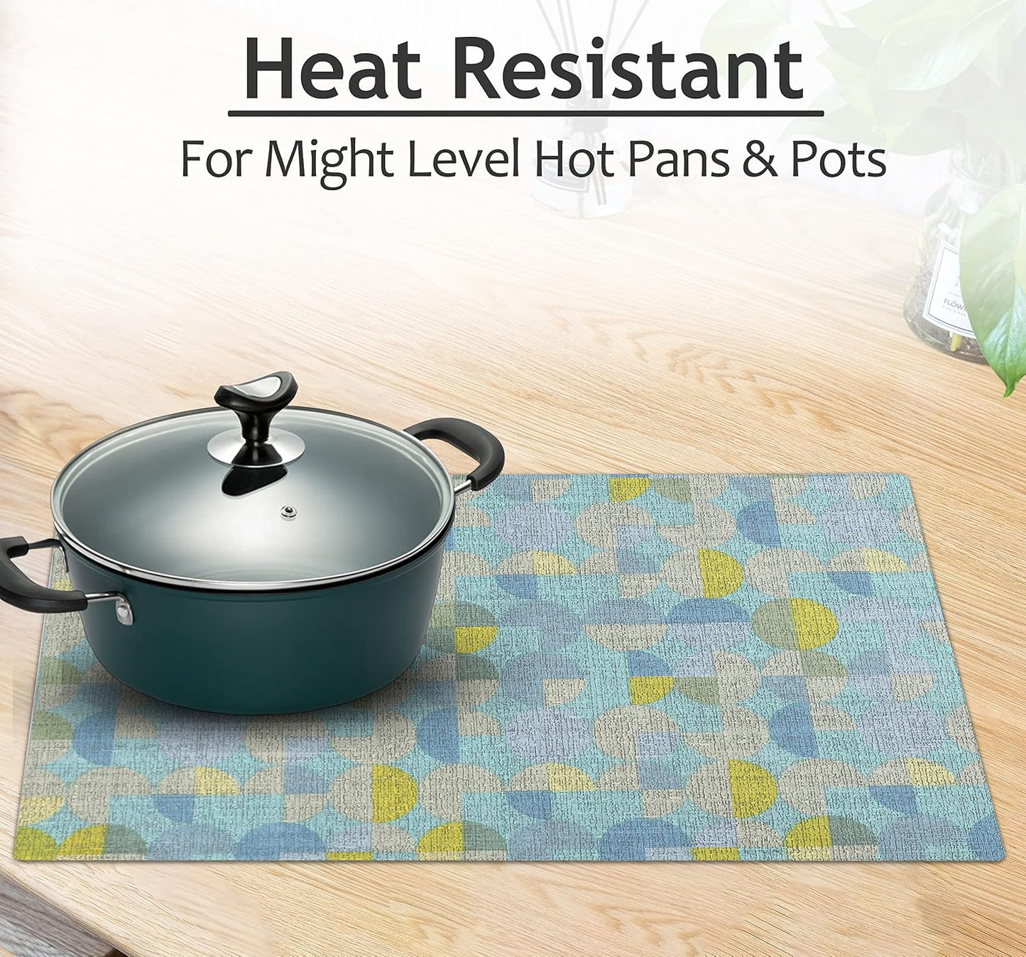 Ruvanti Placemats Set of 6, 100% Cotton Place Mats of 13"x19" – Quarterly | Heat, Stain resistant, Washable, Non-Slip