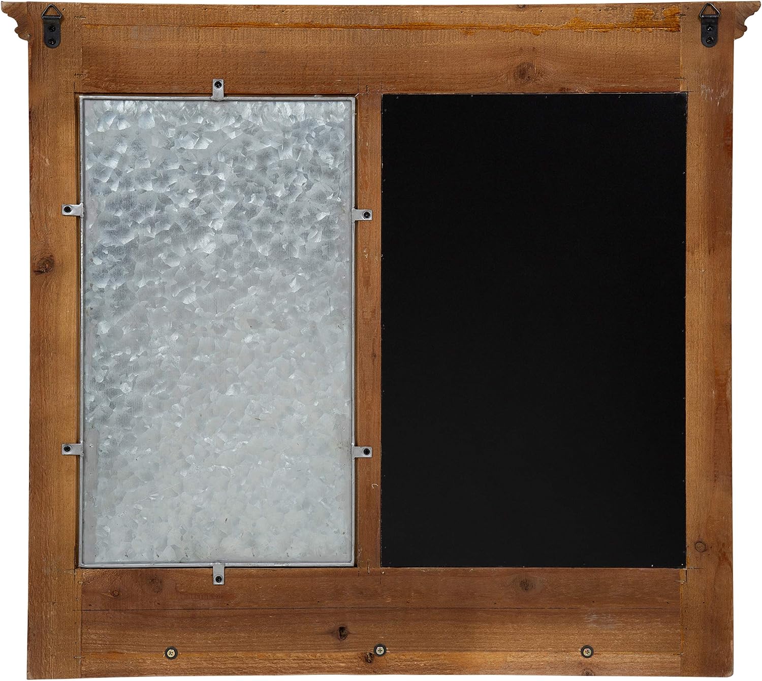 Idamae Wood Framed Chalkboard Wall Organizer / 28"W x 25"H / Rustic Brown / 28 x 25