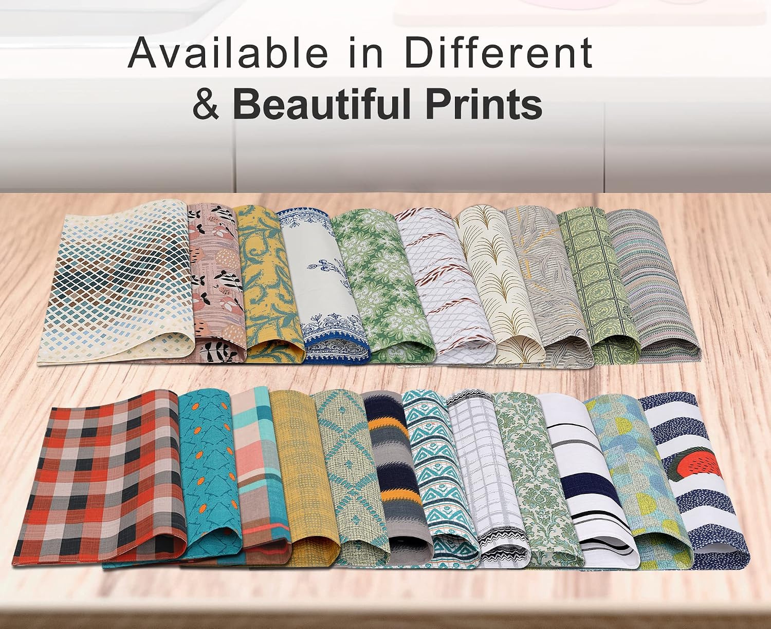 Ruvanti Placemats Set of 6, 100% Cotton Place Mats of 13"x19" – Faded | Heat, Stain resistant, Washable, Non-Slip