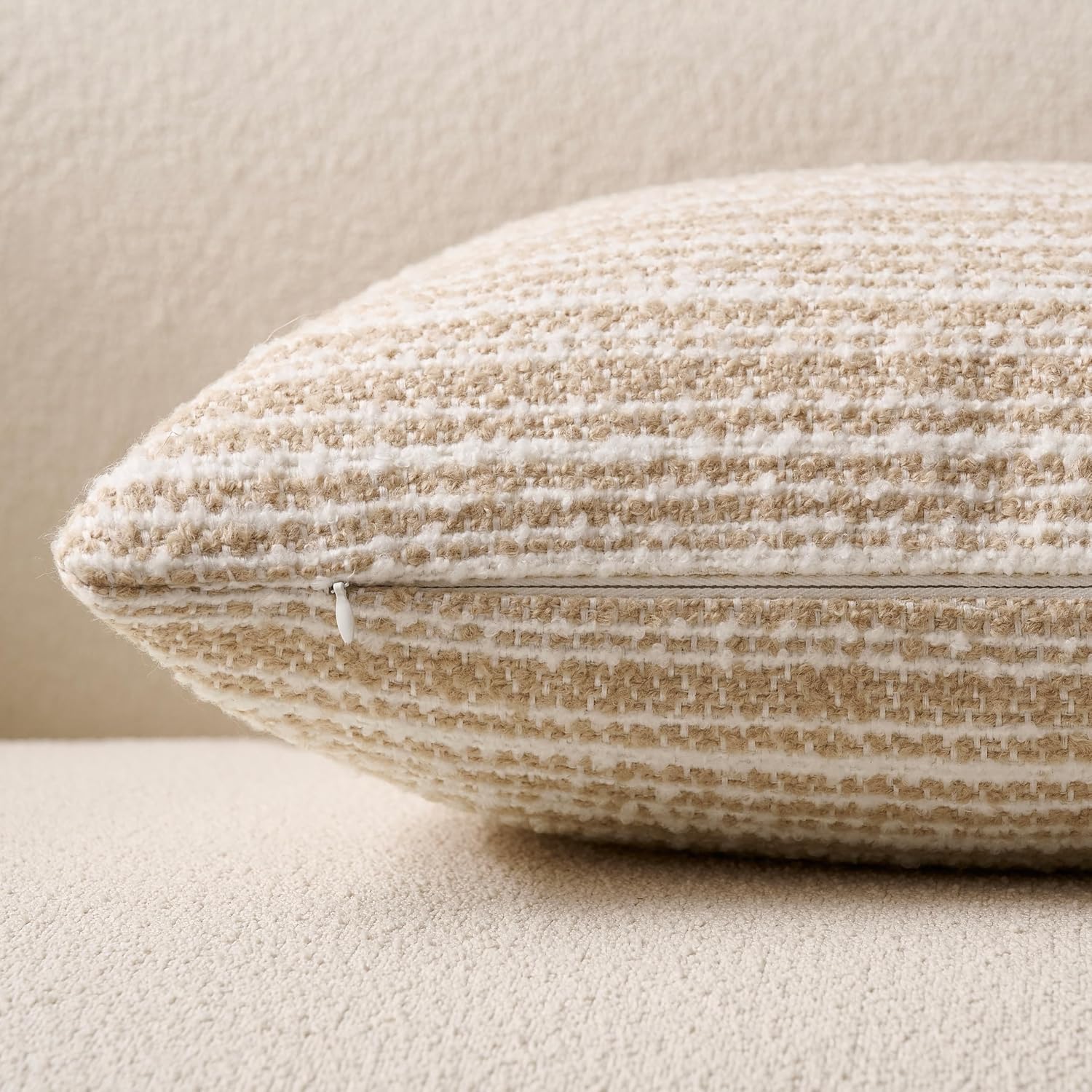 Soft Stripe Chenille Decorative Covers / 18 x 18 / Beige / Set of 2