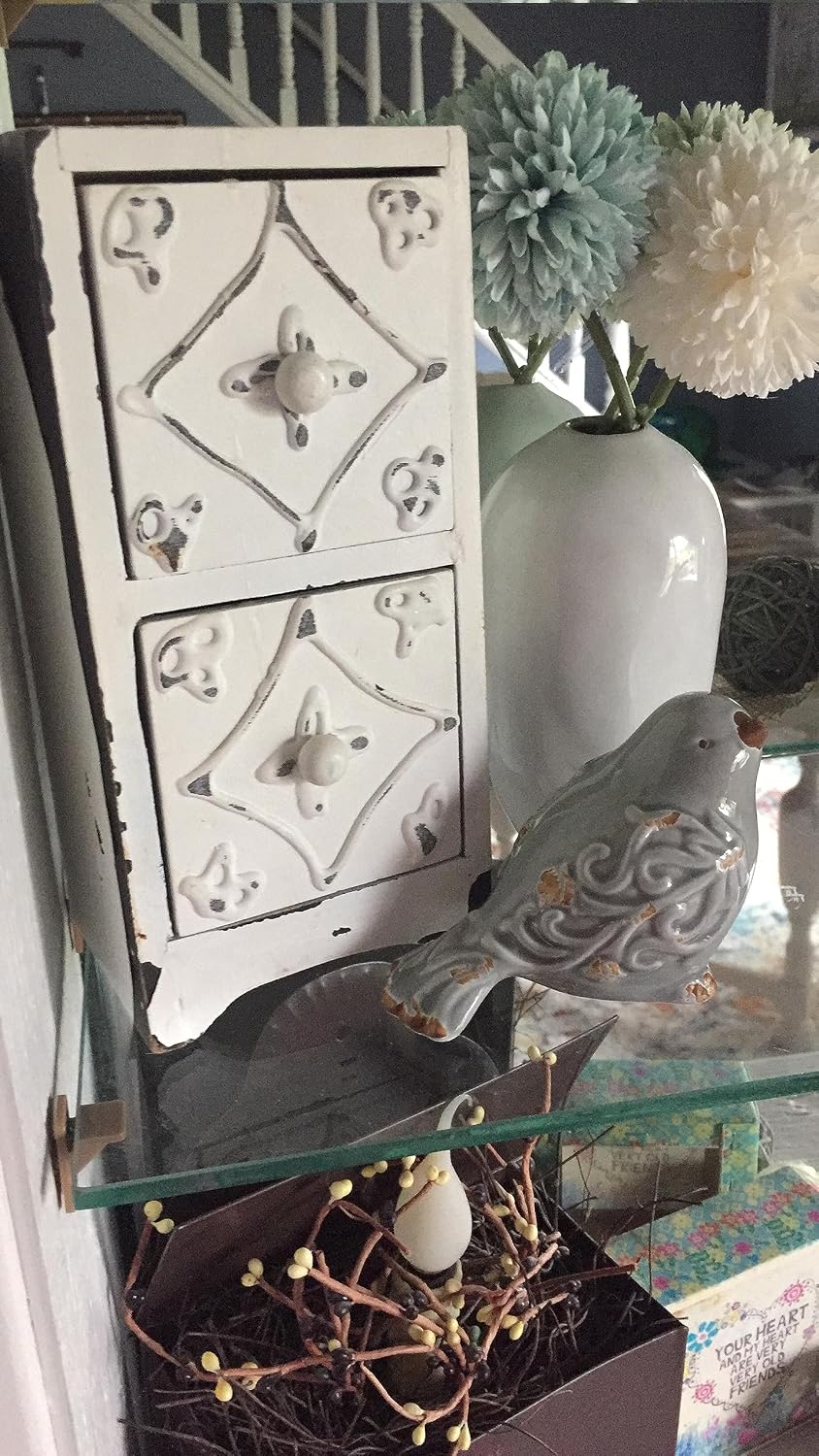 Distressed Finish Ceramic Bird Figurine Home Decor / 4.5 Inches Long x 3.5 Inches Tall / Set of 3